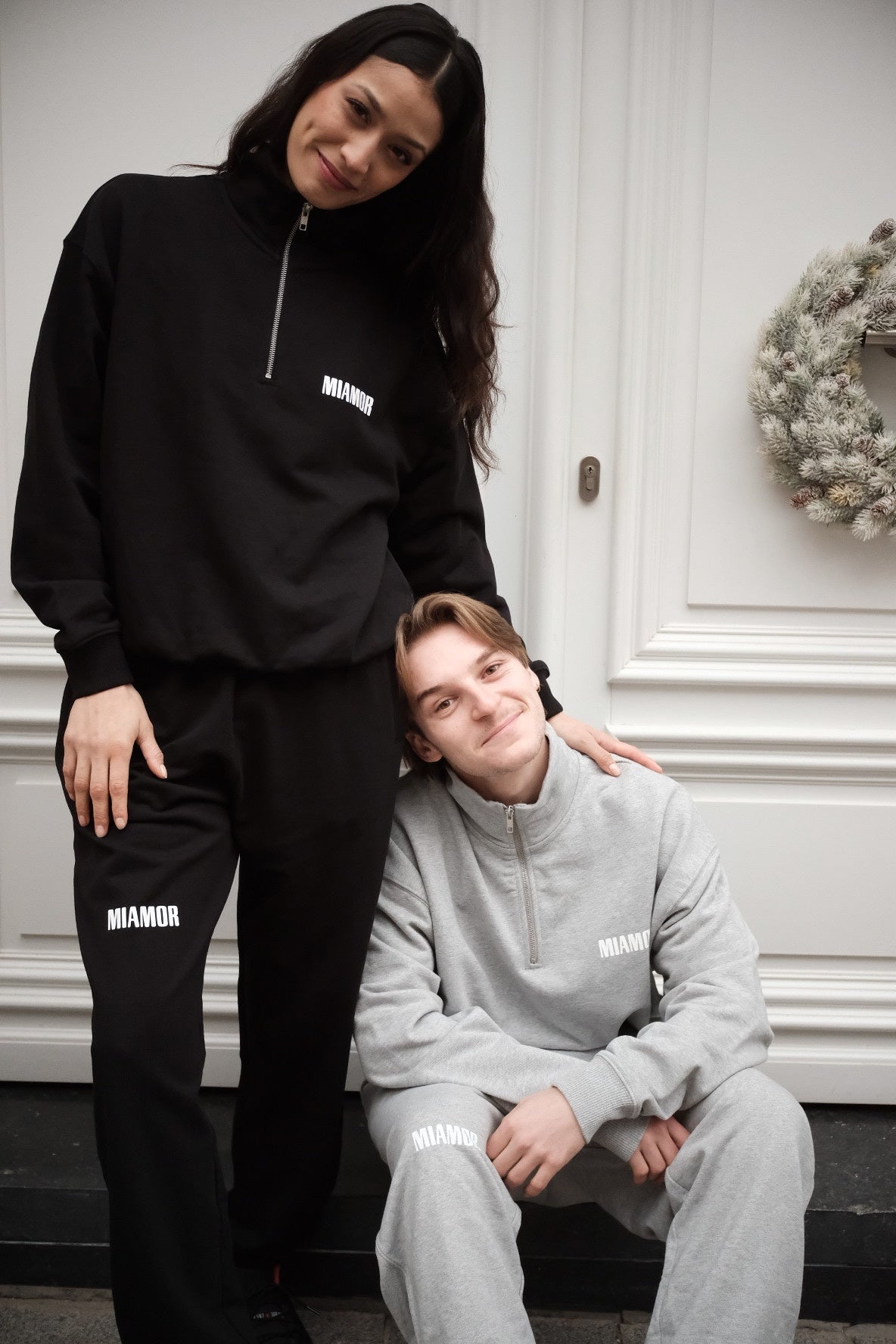 Miamor sweater met halve rits - gemêleerd grijs