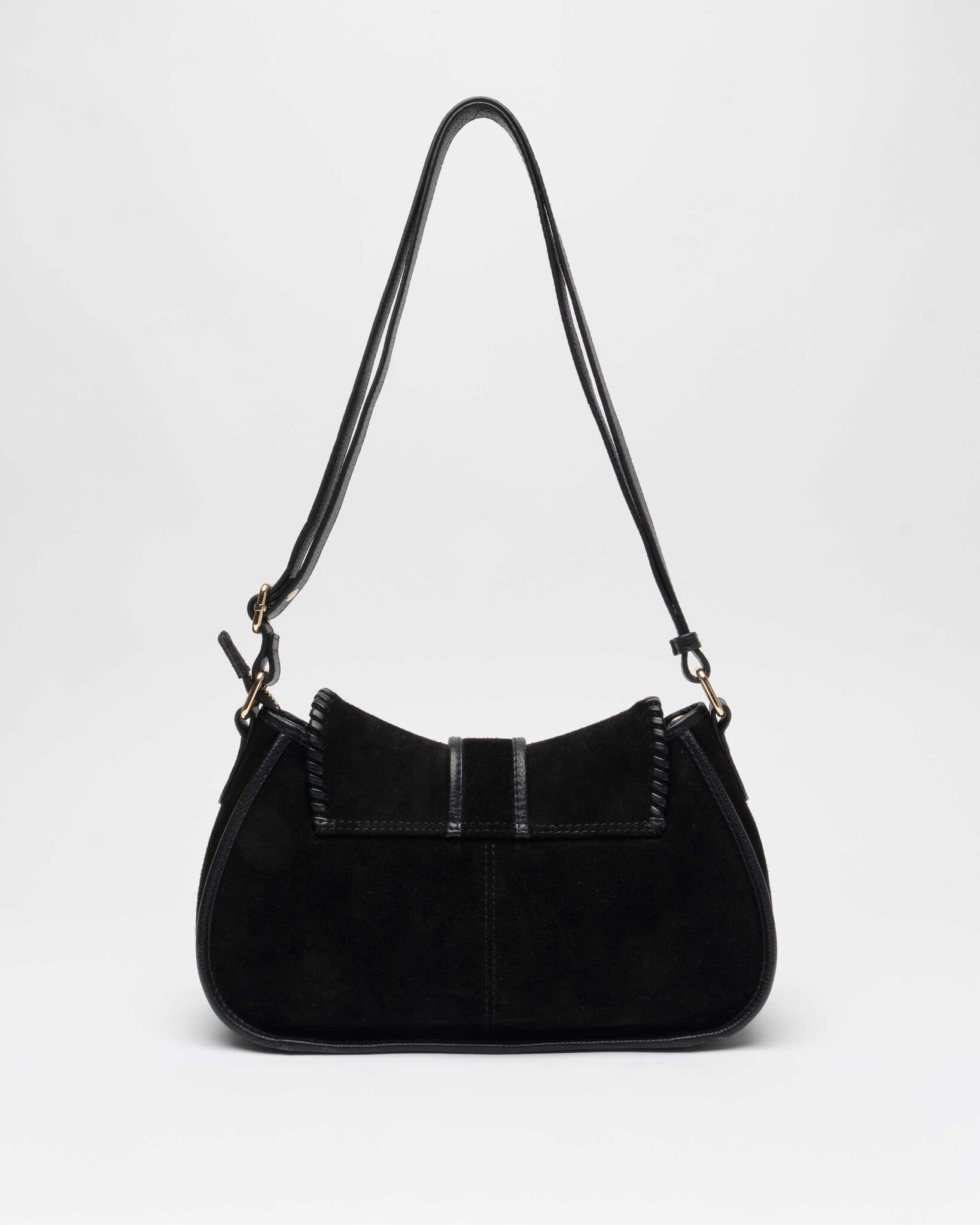 Maria stitch suede bag - Black