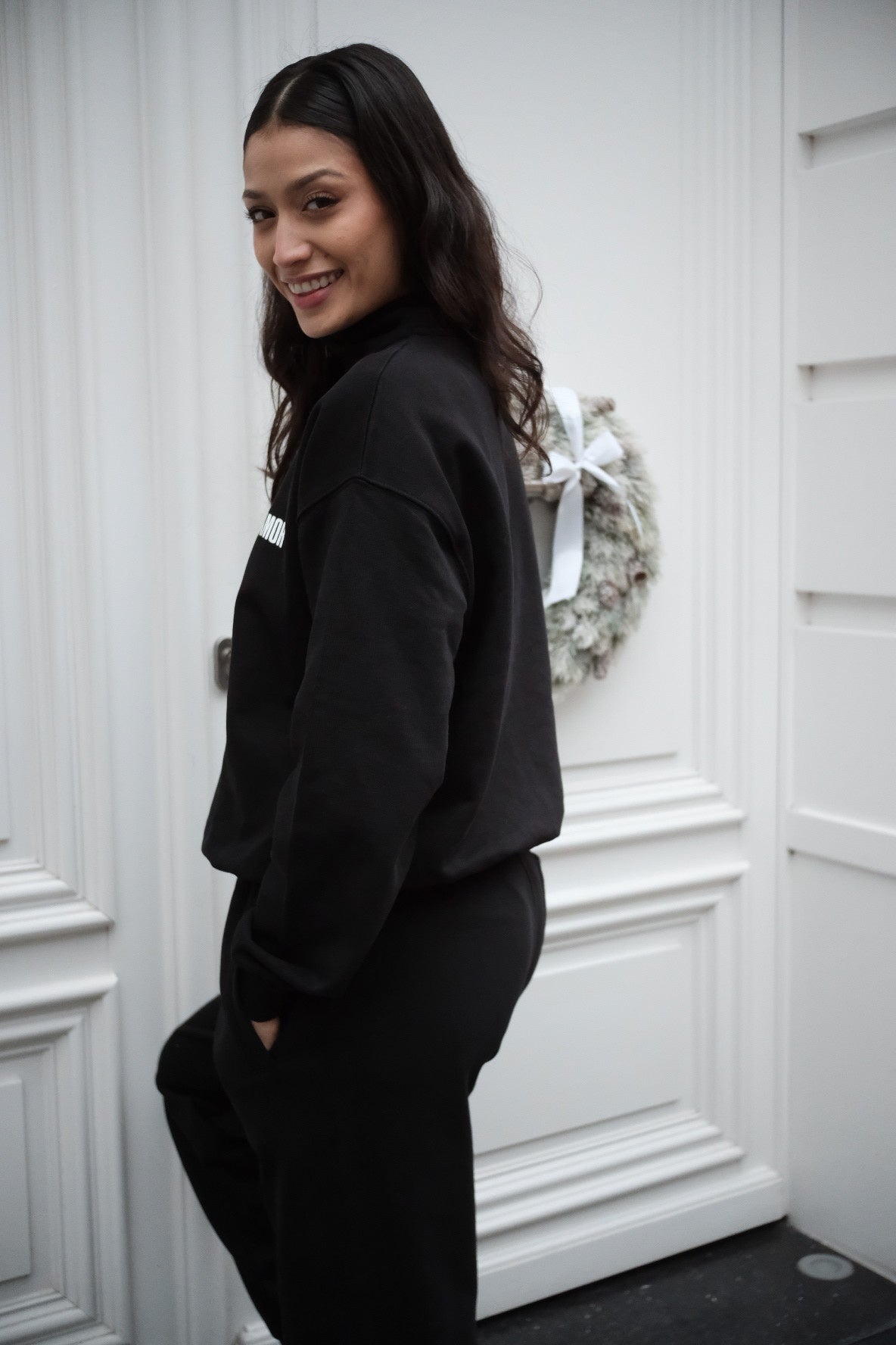 Miamor sweater met halve rits - zwart