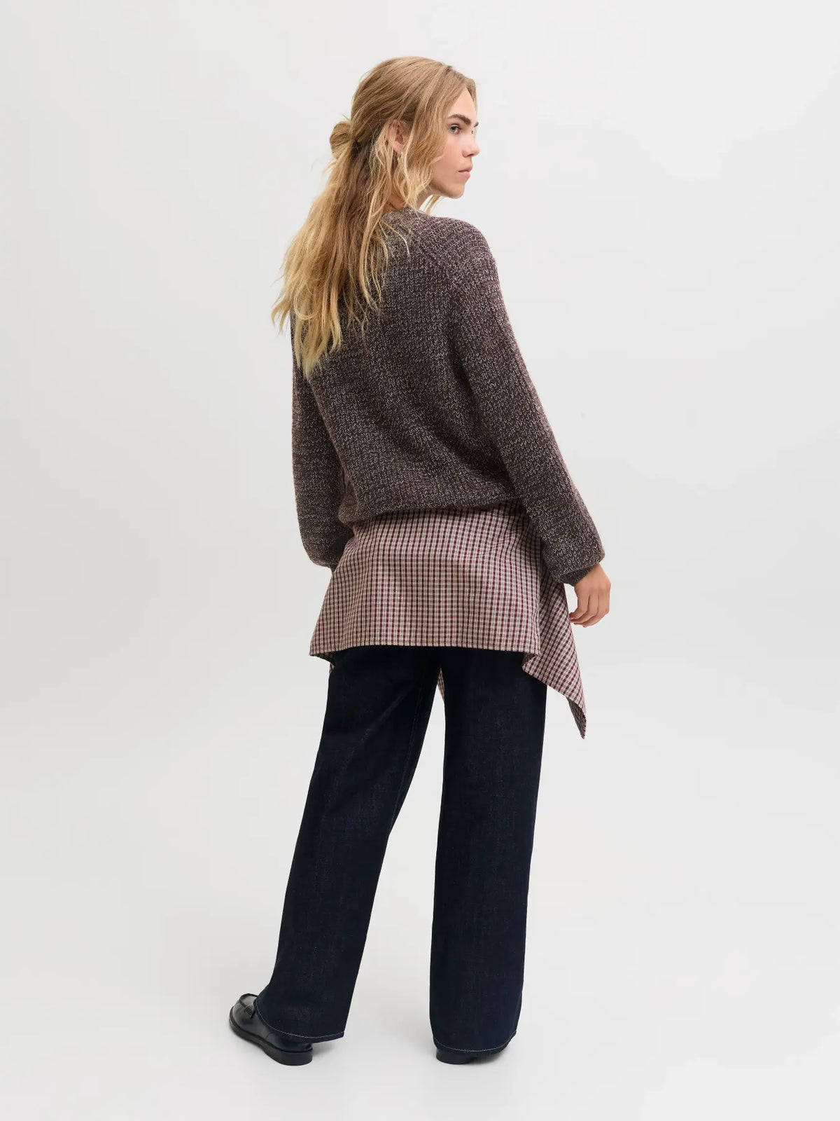 JXGLORIA GLOBAL CREW NECK KNIT - DEMITASSE