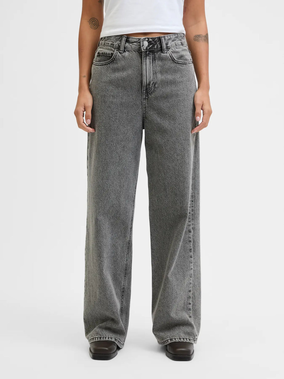 JXTOKYO GREY WIDE HW JEANS R6119