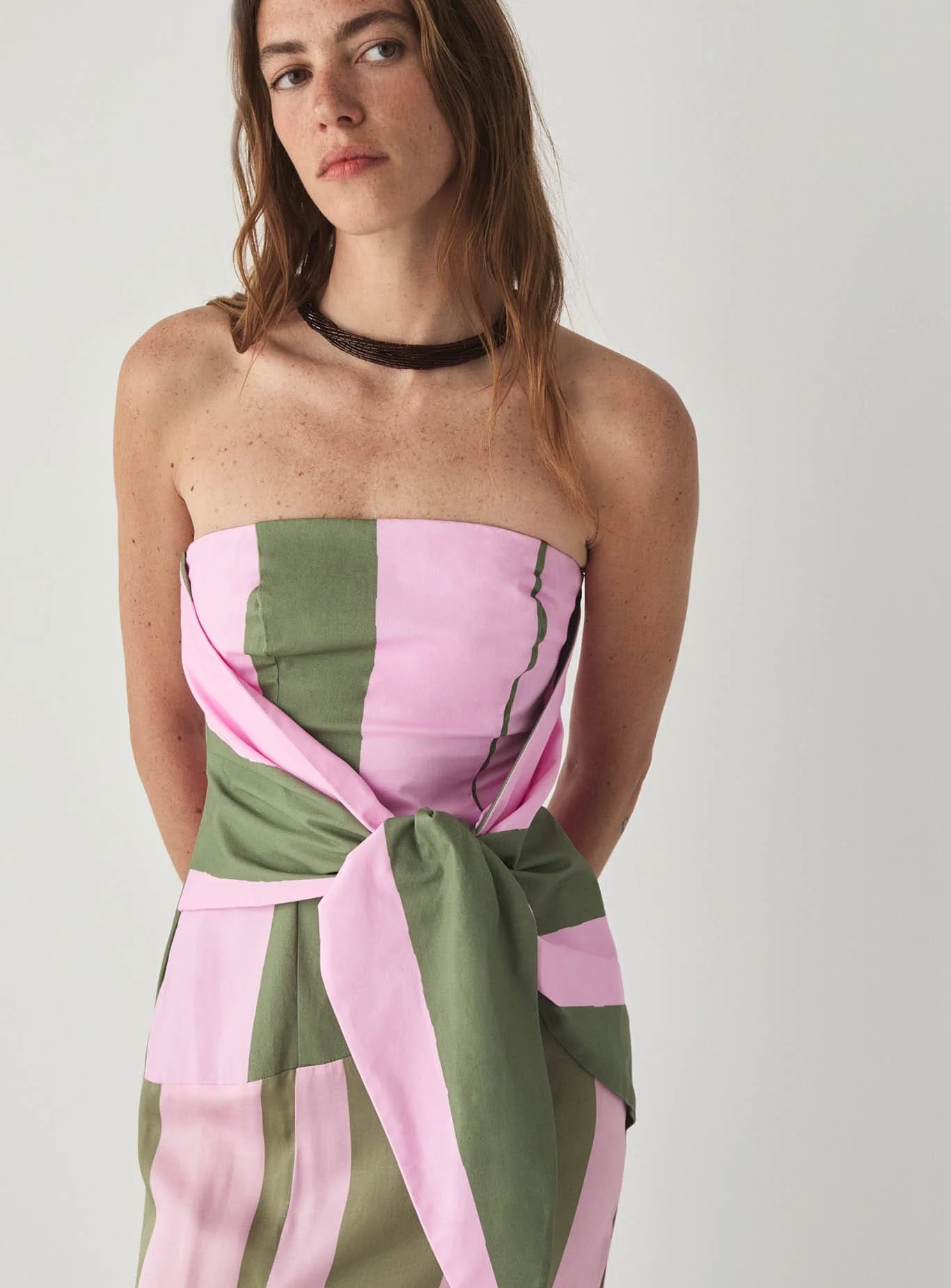 Aria midi dress - Pink stripes