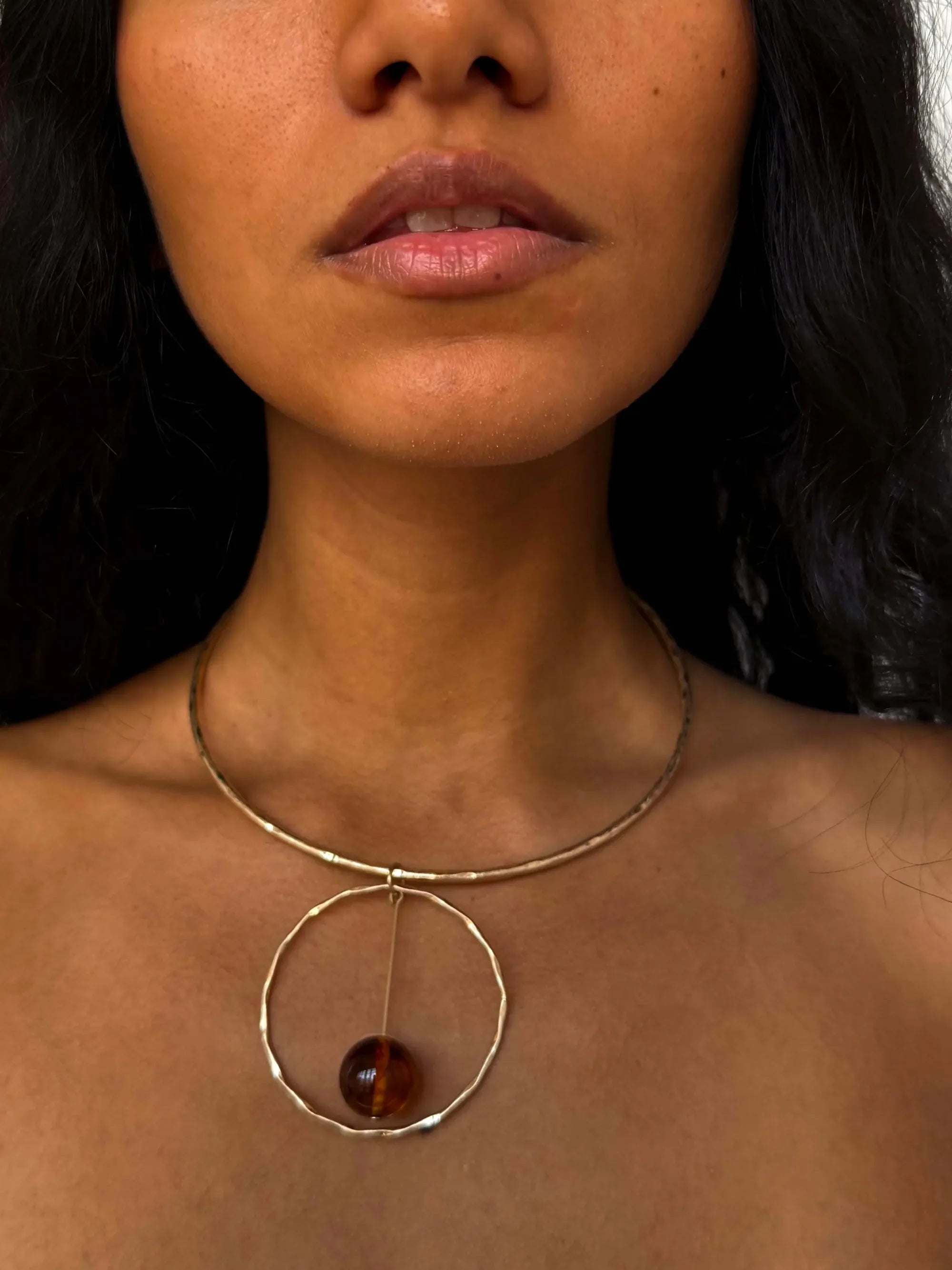 Amber leaf necklace