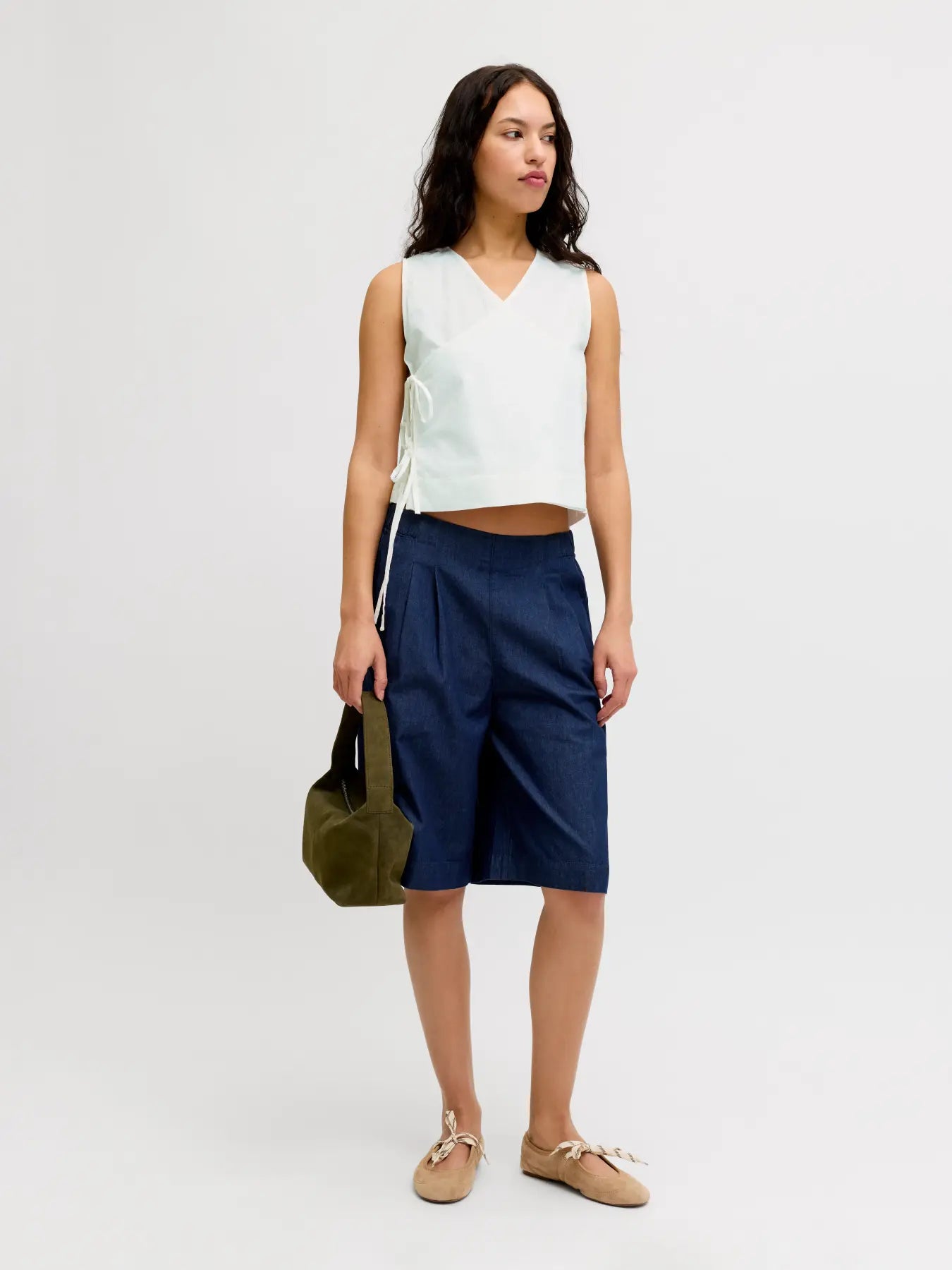 JXALIA STRUCTURED WRAP TOP - BLANC DE BLANC