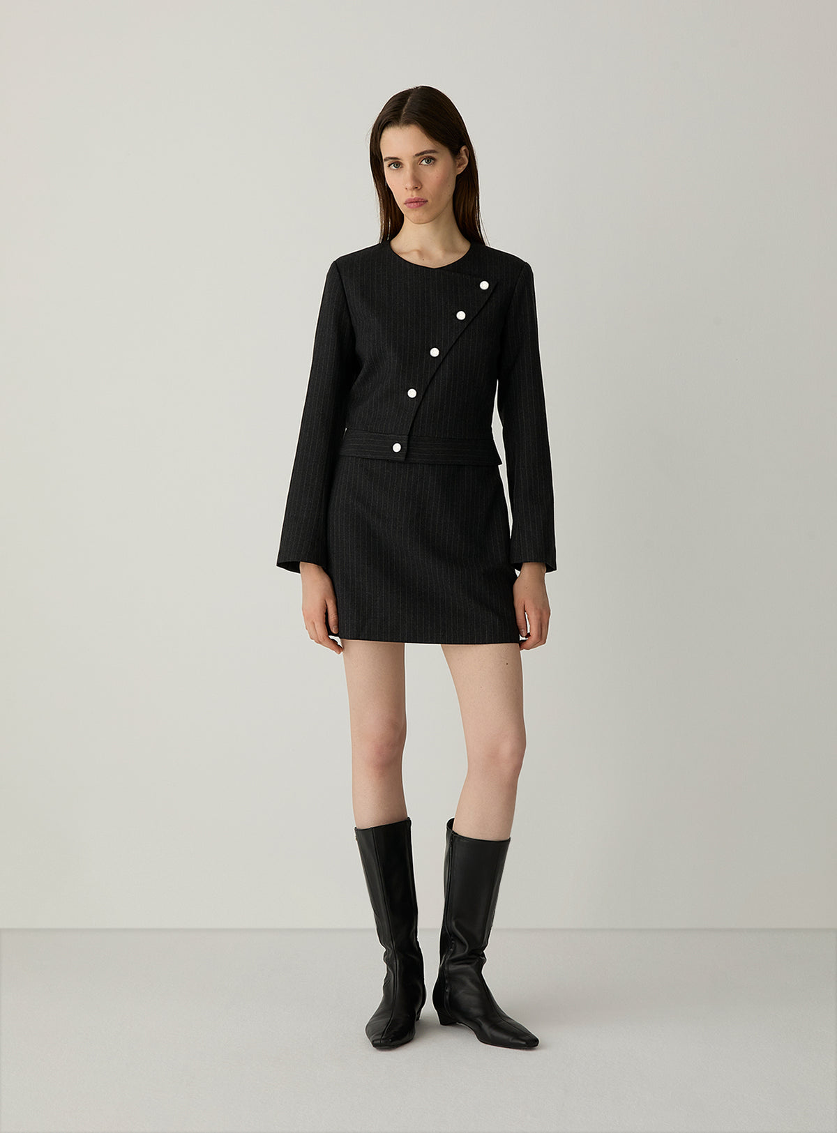 Britt asymmetric short dress - grey