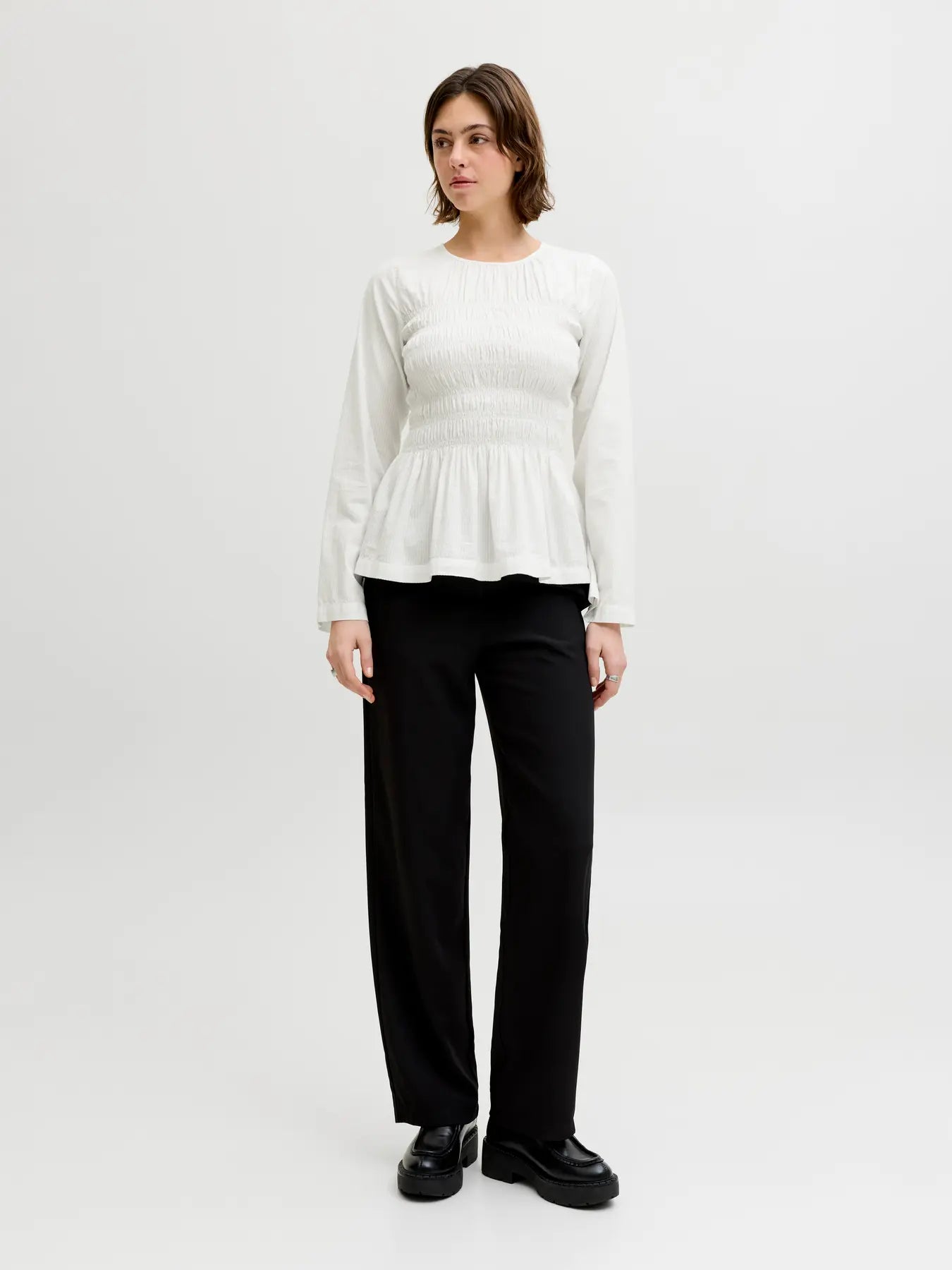 JXLINA SEERSUCKER SMOCK BLOUSE - BLANC DE BLANC