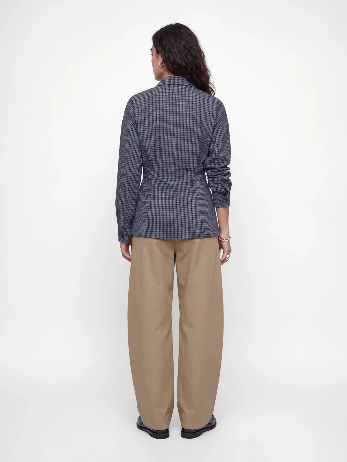 JXVIOLA POPLIN WRAP SHIRT - NAVY CHECK