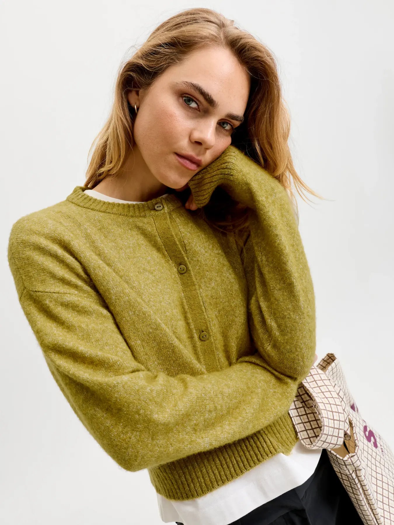 JXNATALIE CARDIGAN KNIT - GREEN MOSS