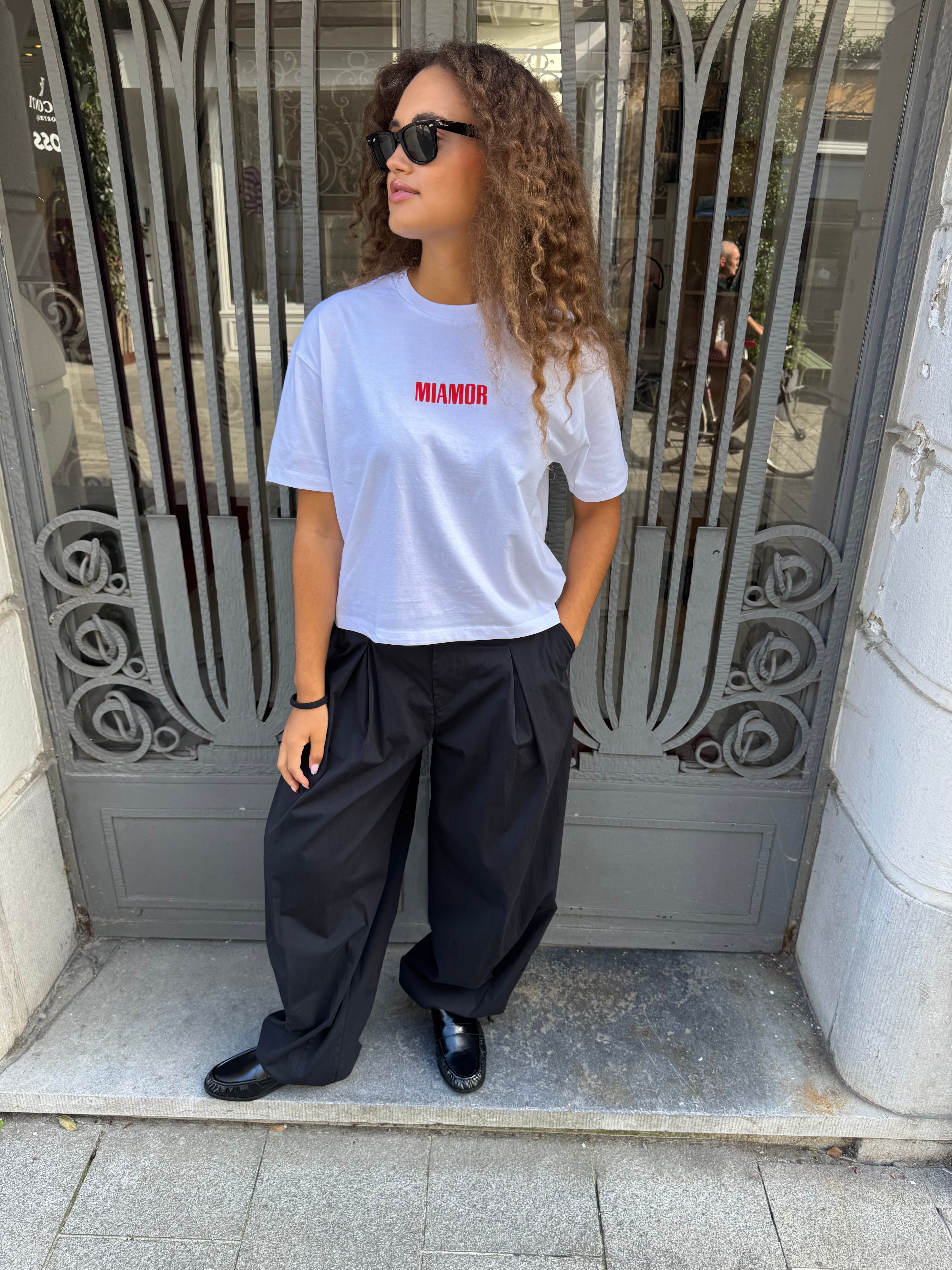 Miamor Women’s Box Tee – White / Red