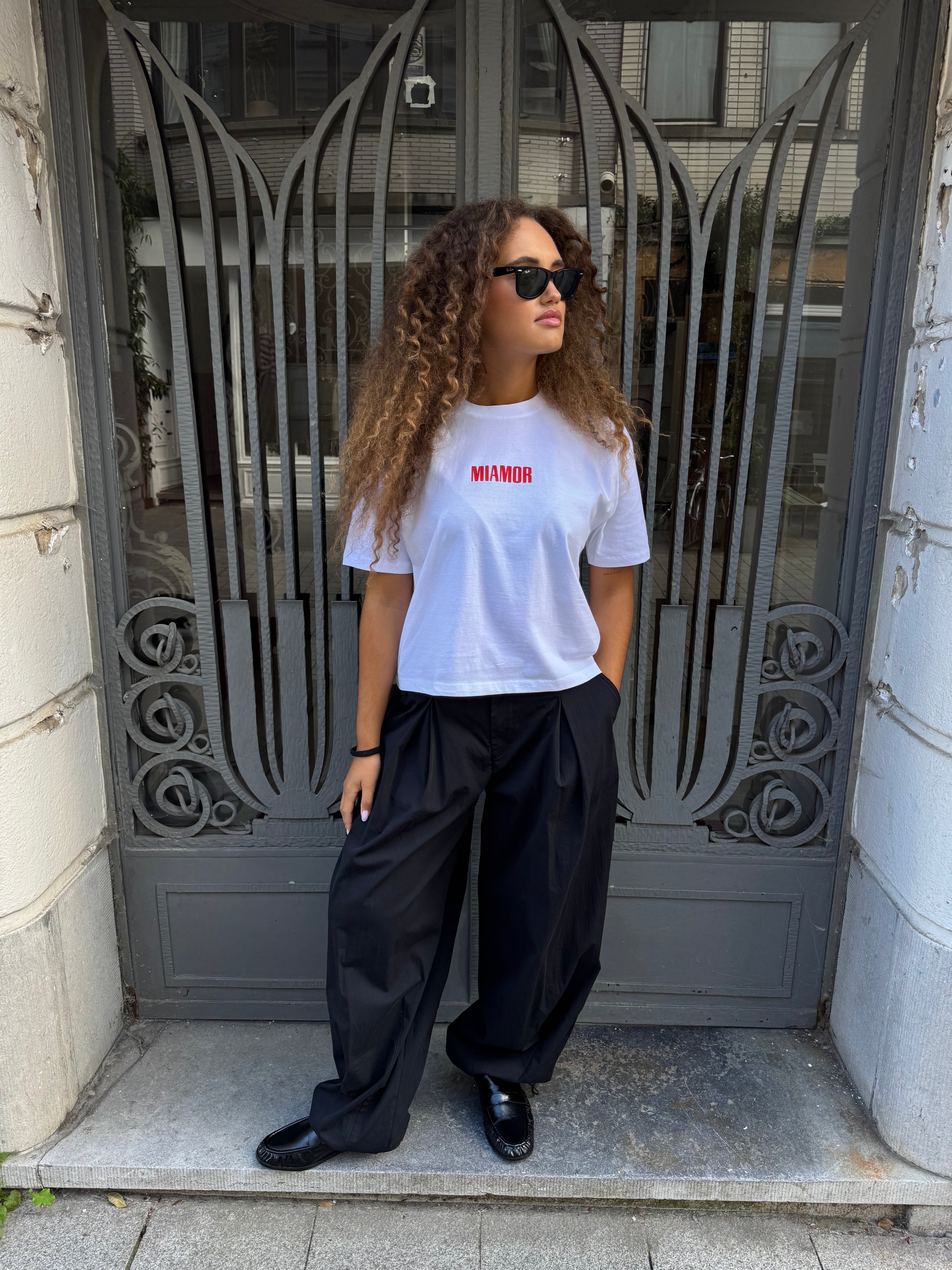 Miamor Women’s Box Tee – White / Red