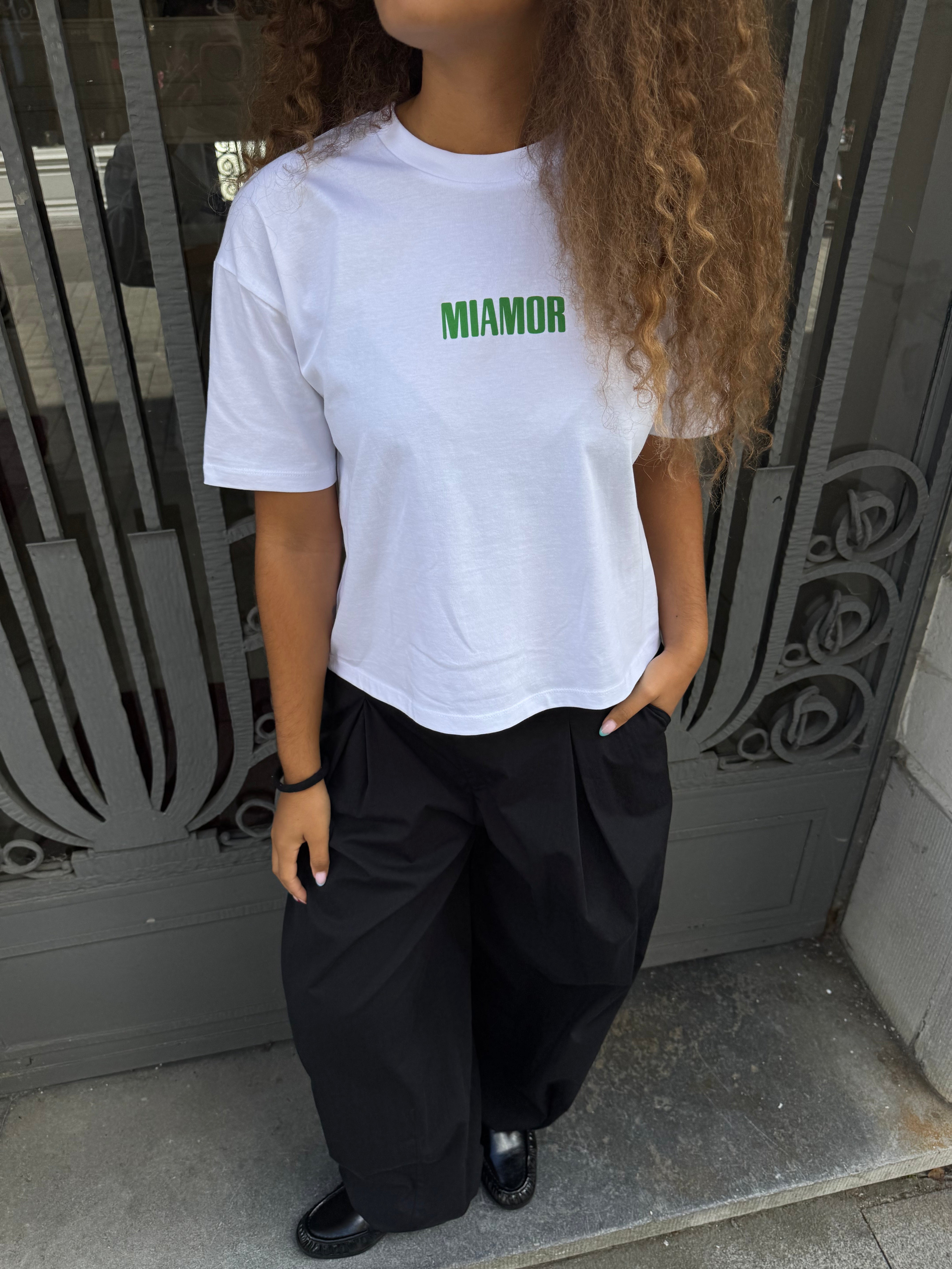 Miamor Women’s Box Tee – White / Green
