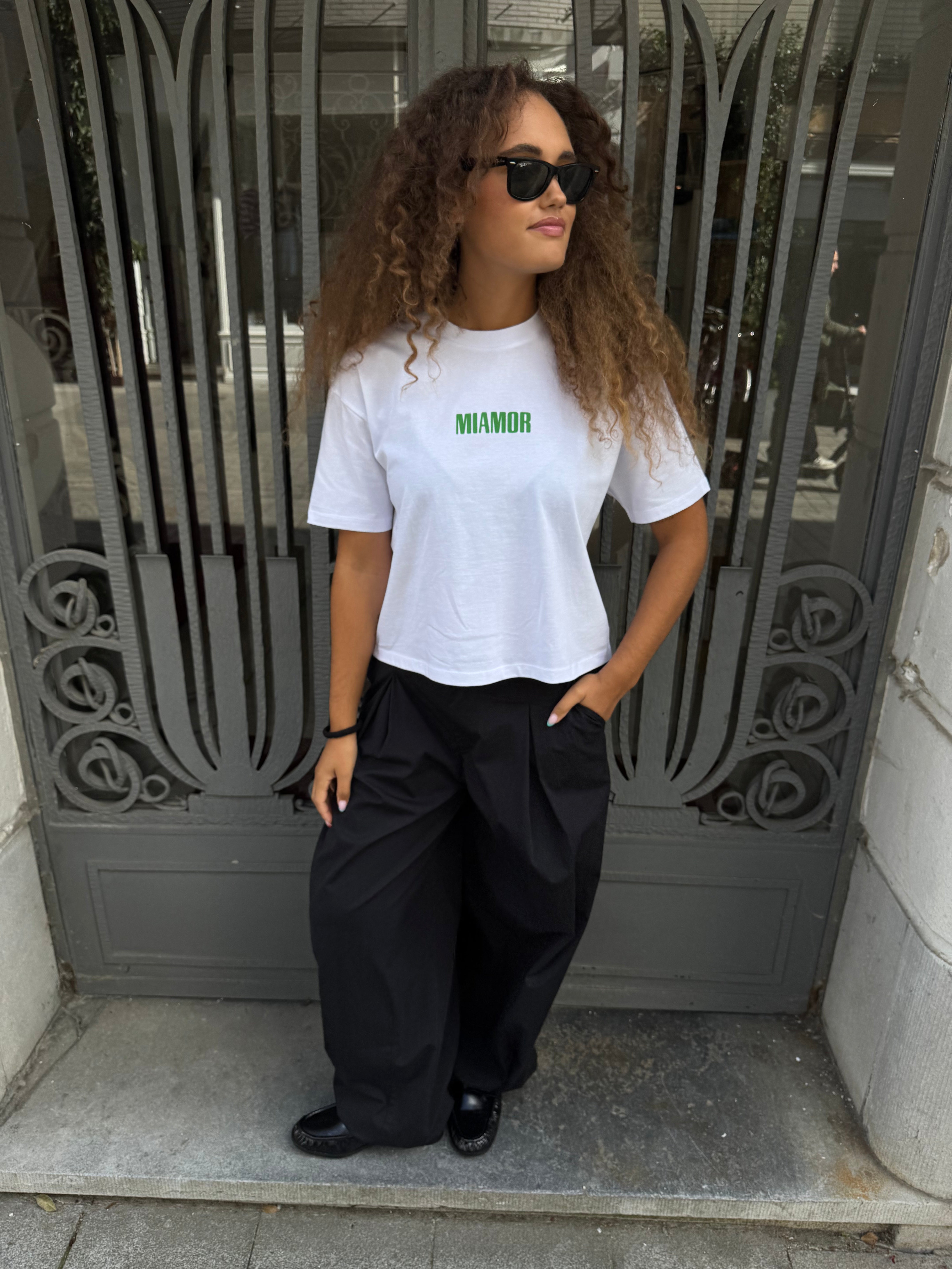 Miamor Women’s Box Tee – White / Green