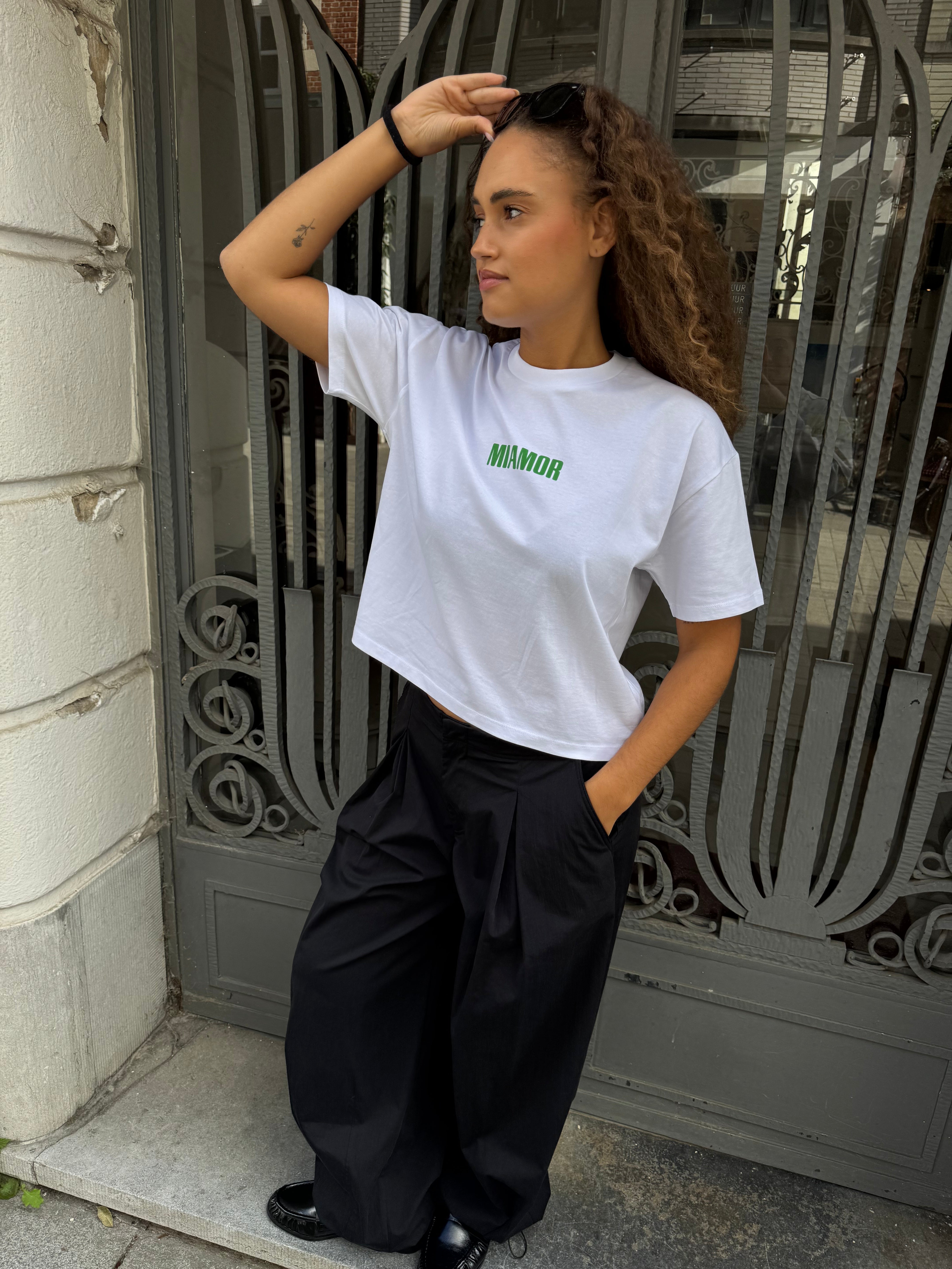 Miamor Women’s Box Tee – White / Green
