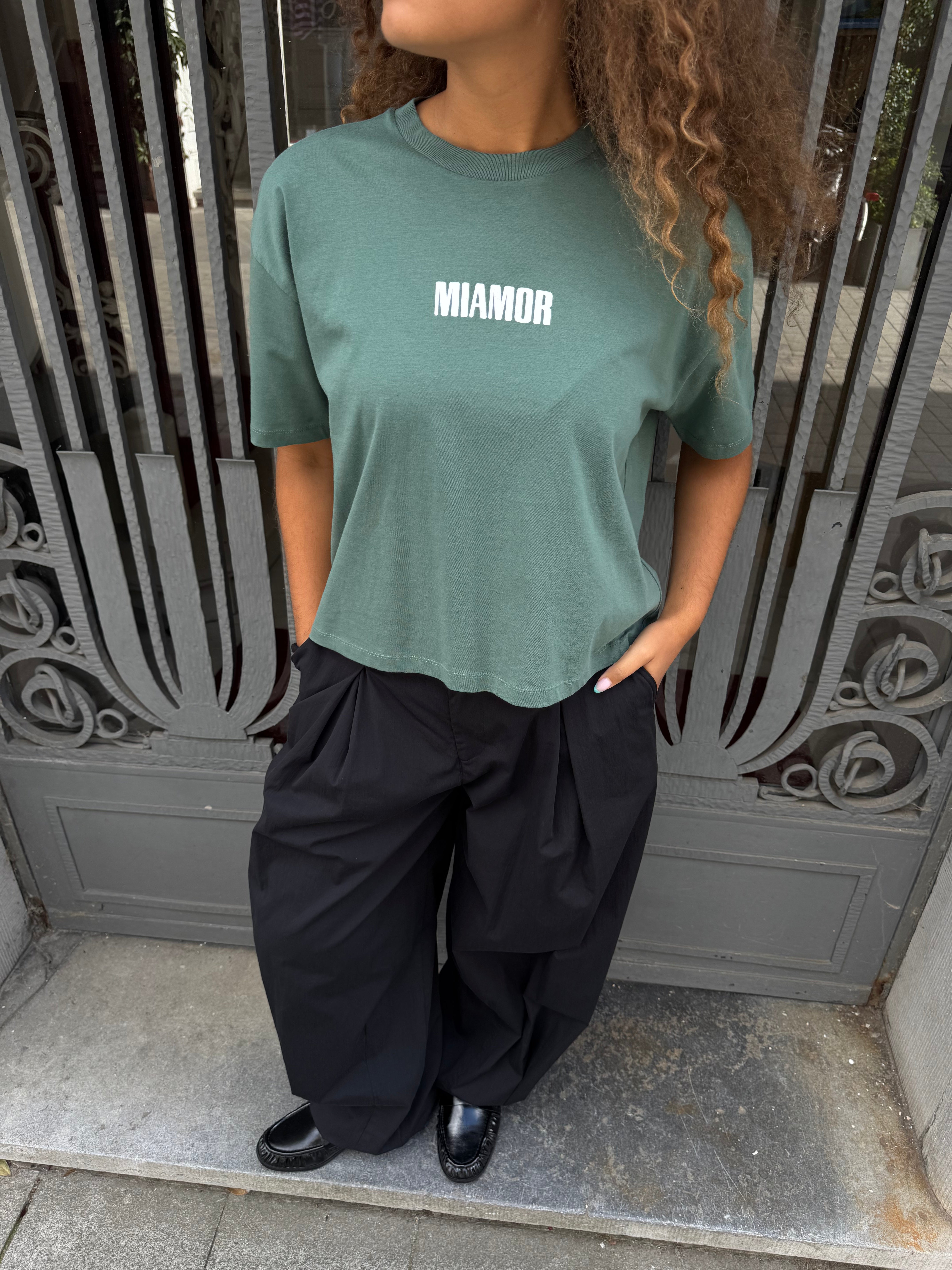 Miamor Women’s Box Tee – Soft Green / White