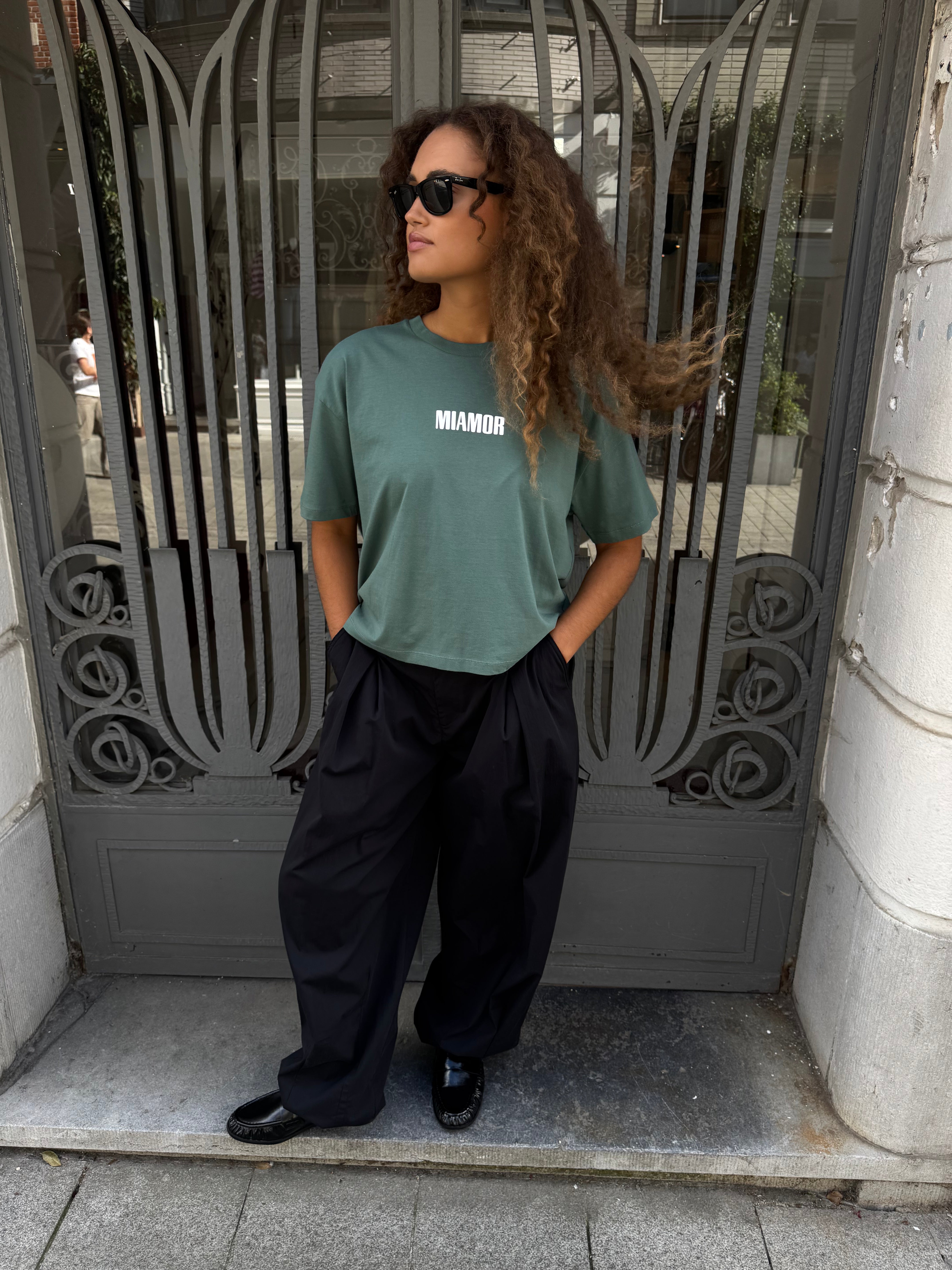 Miamor Women’s Box Tee – Soft Green / White