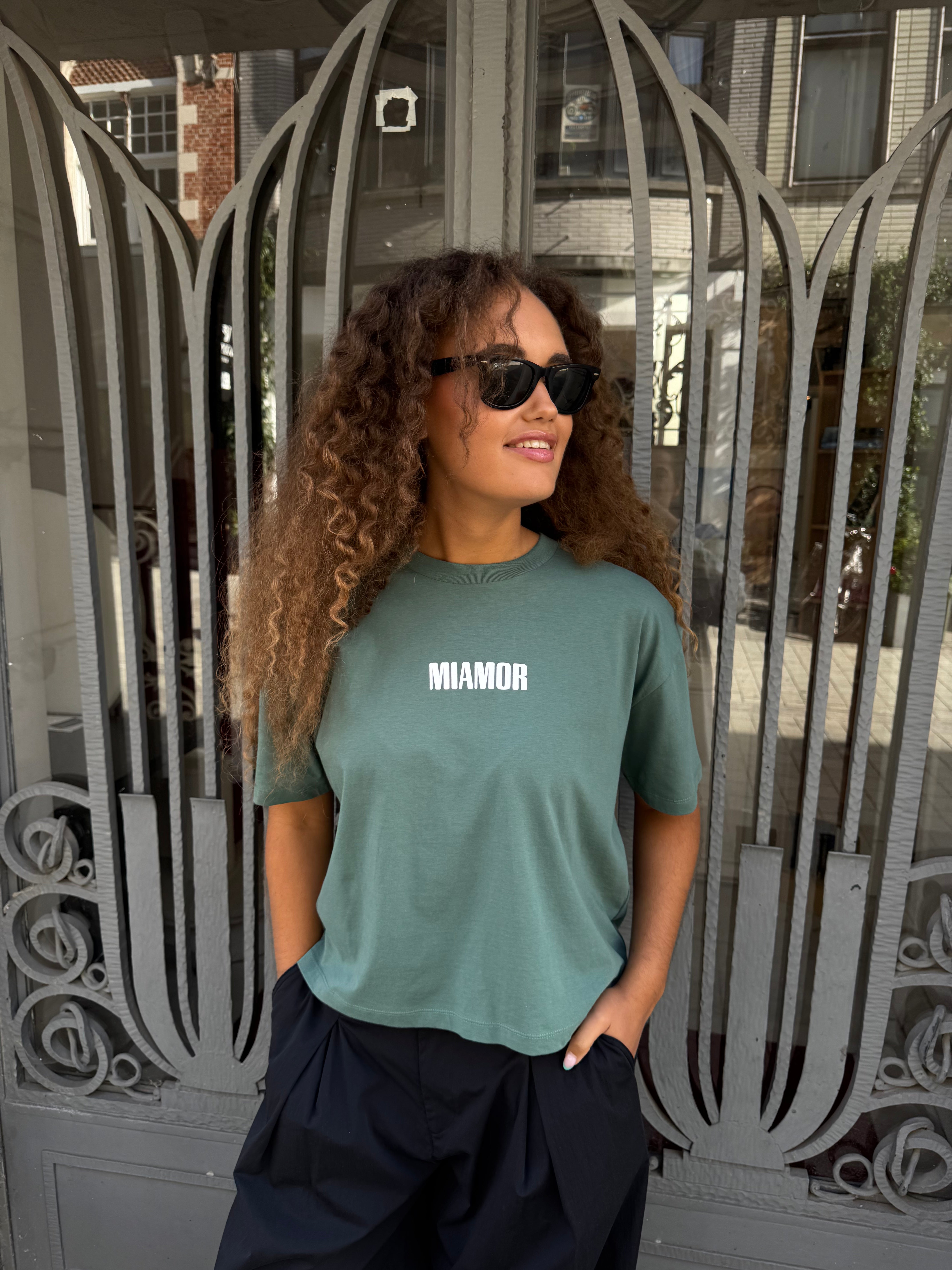 Miamor Women’s Box Tee – Soft Green / White