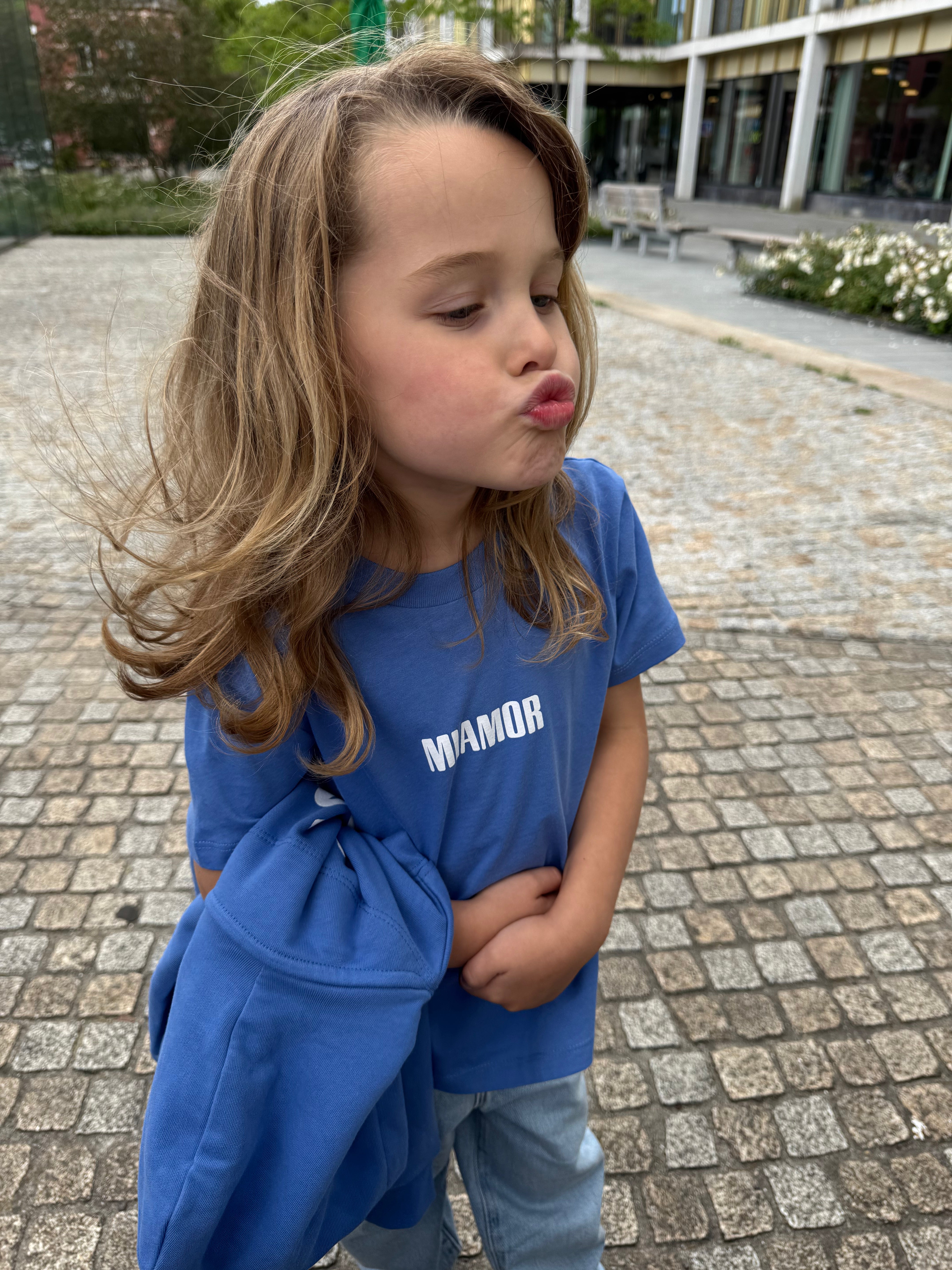NEW - Mini miamor tee bright blue - White