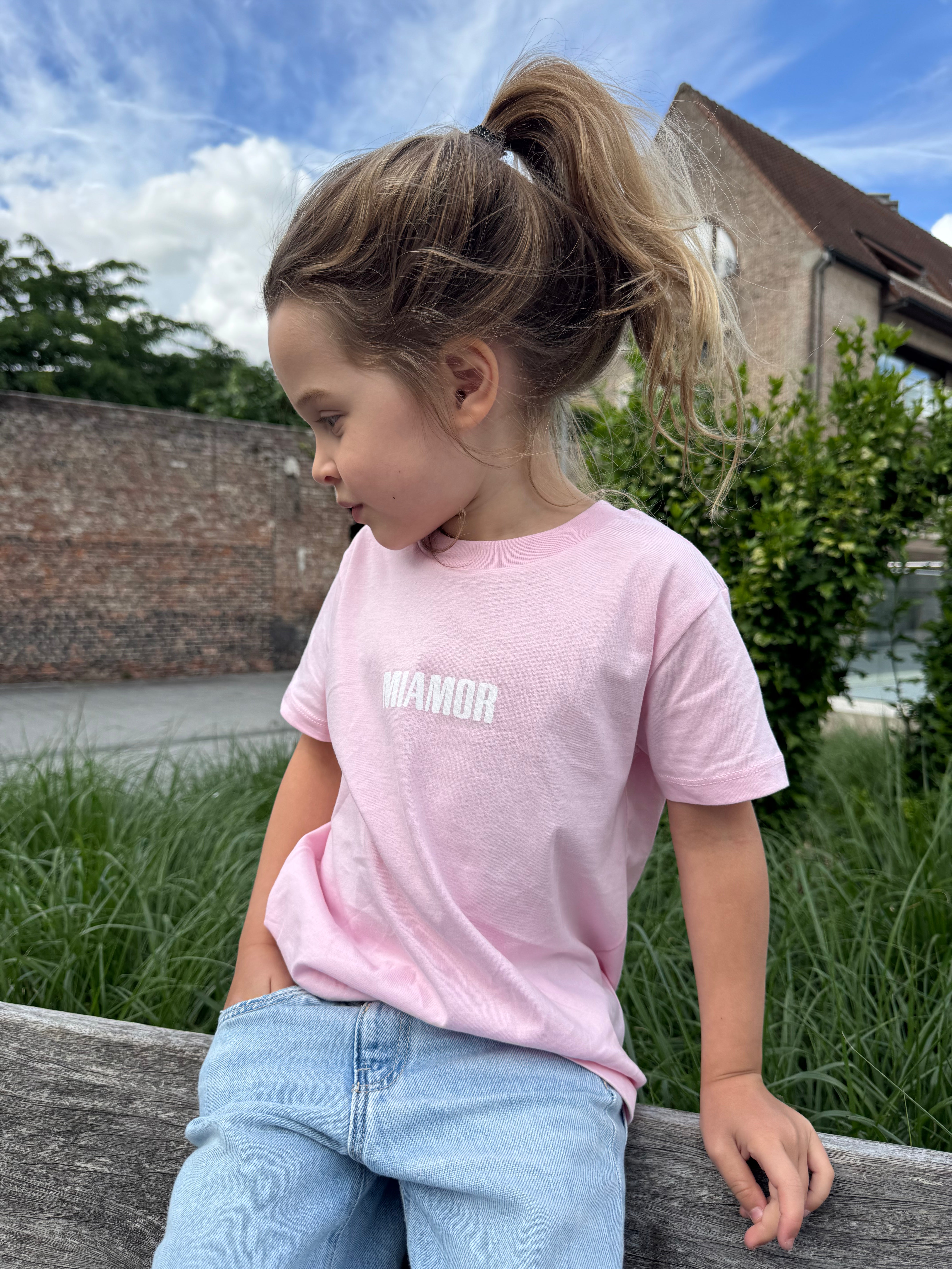 NEW - Mini miamor tee cotton pink - White