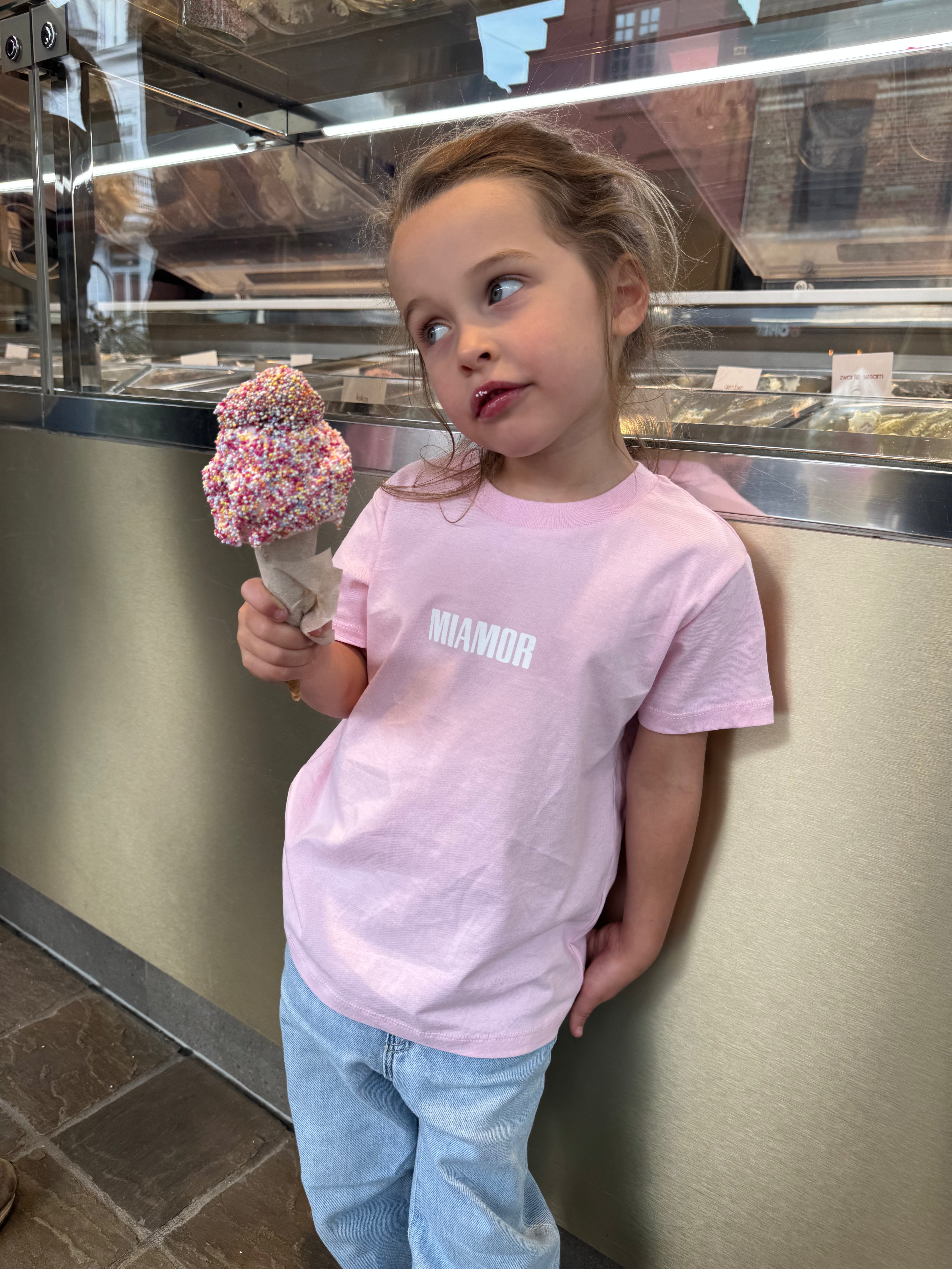 NEW - Mini miamor tee cotton pink - White