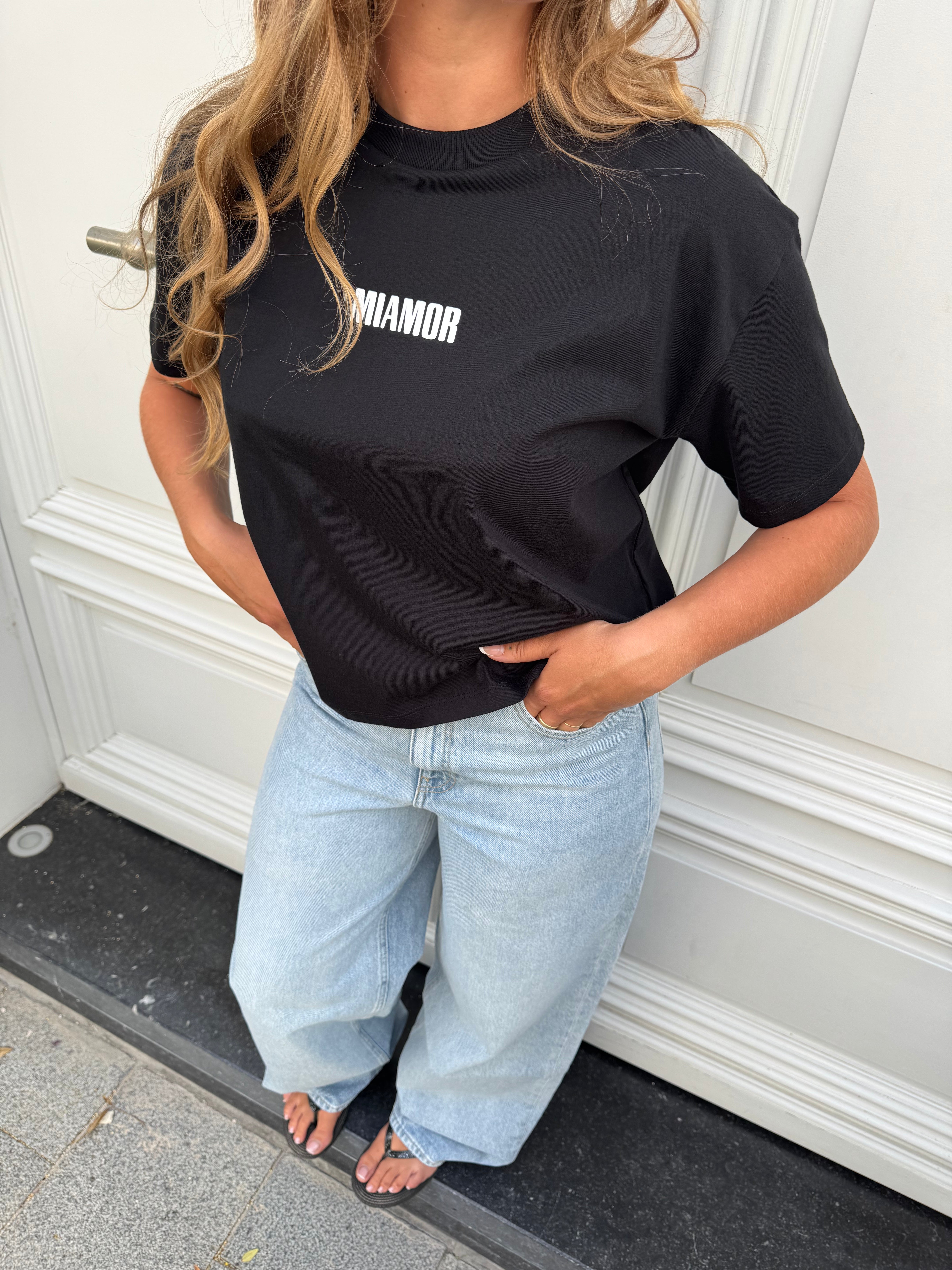 Miamor women's box tee black - white