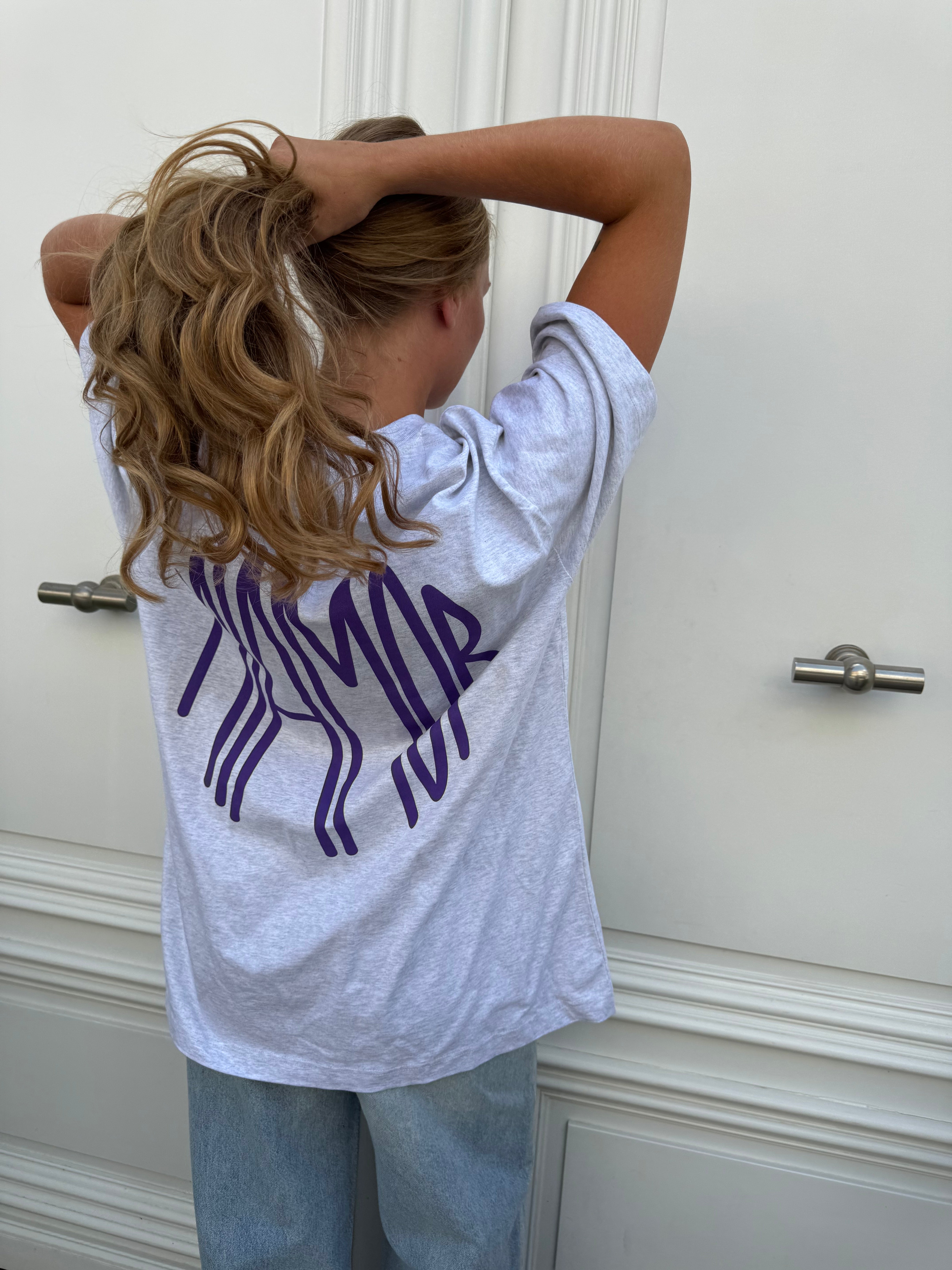 Miamor supreme unisex tee - cool heather grey, purple