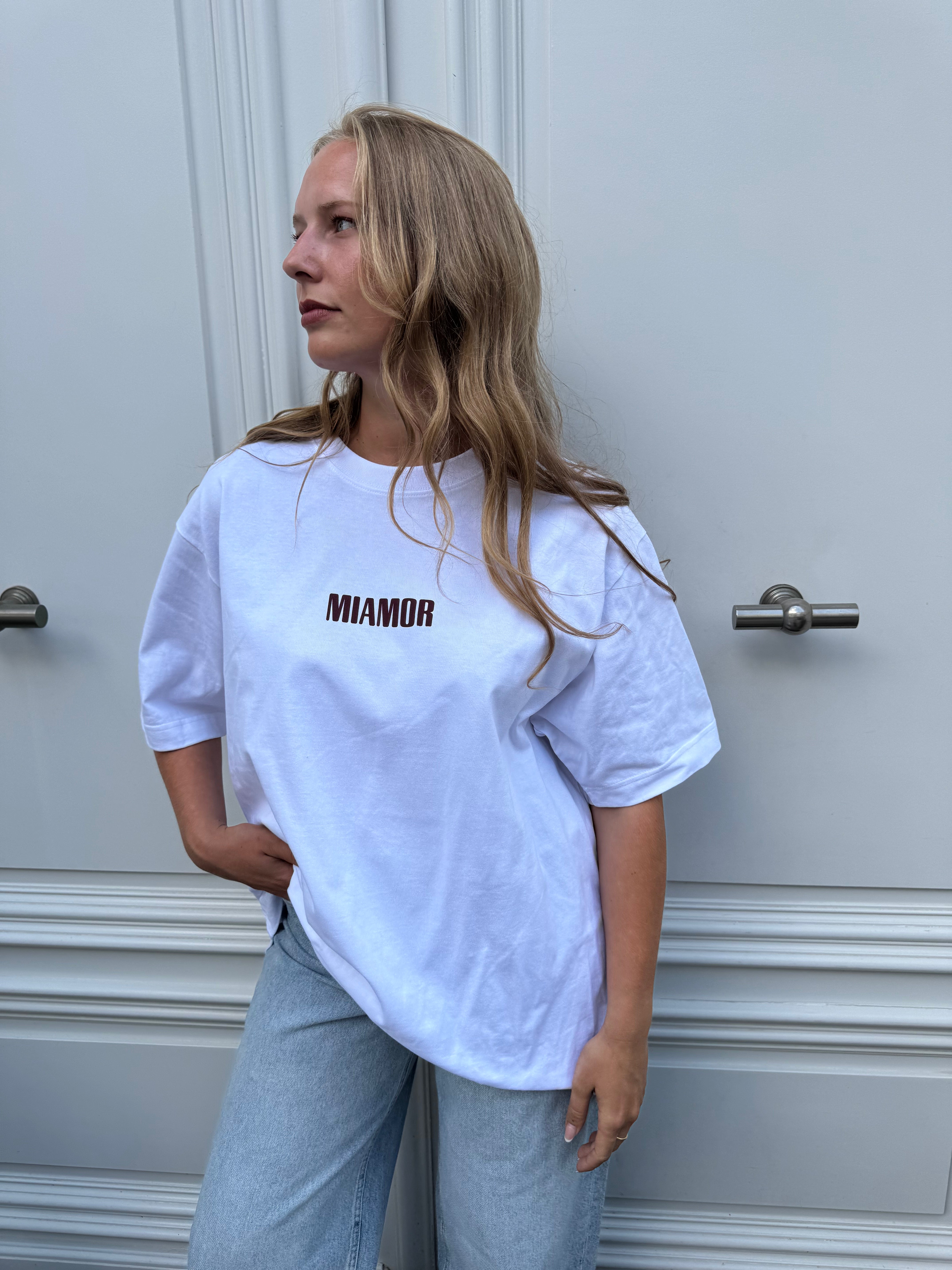 Miamor supreme unisex tee - white, burgundy