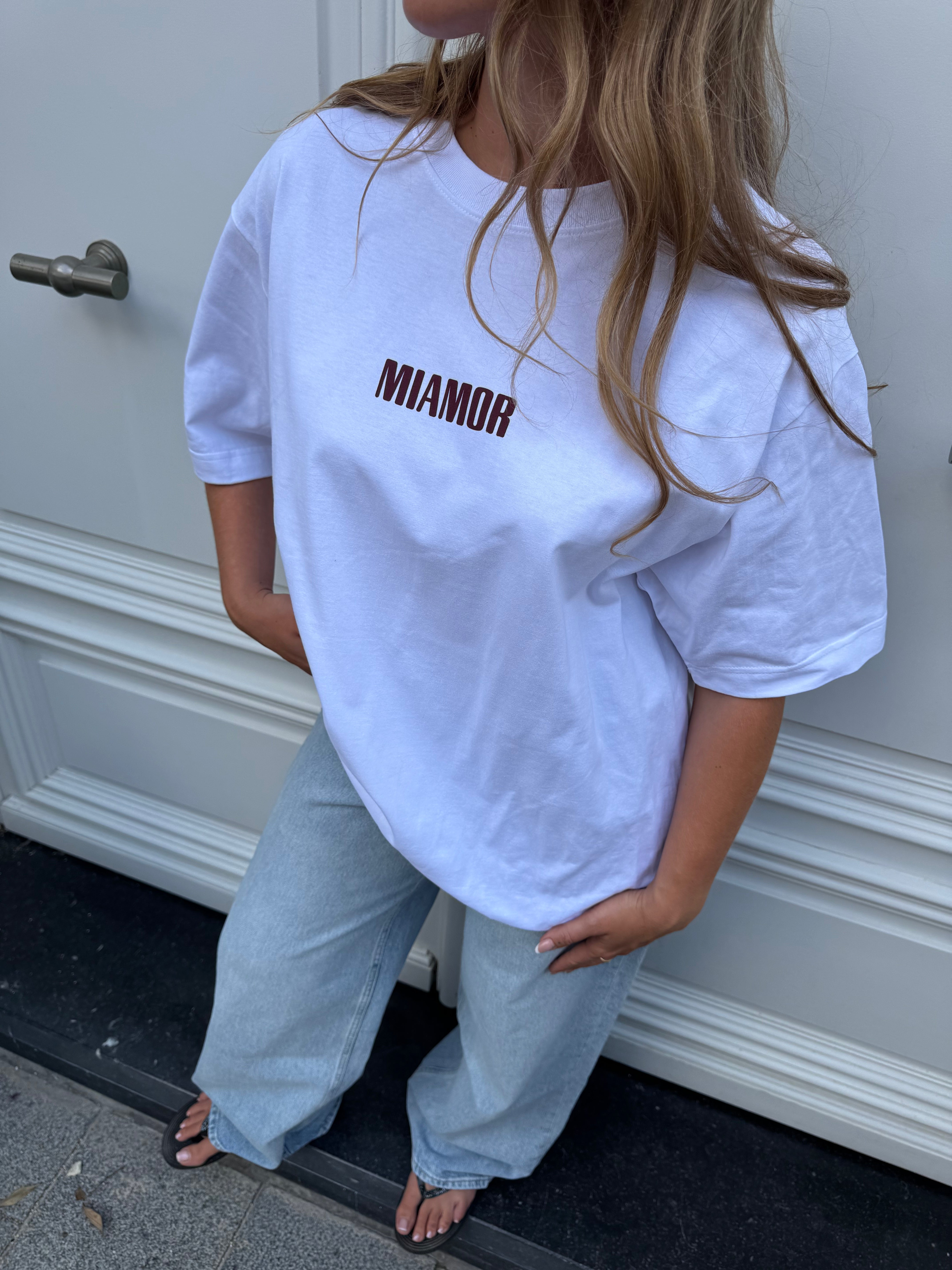 Miamor supreme unisex tee - white, burgundy