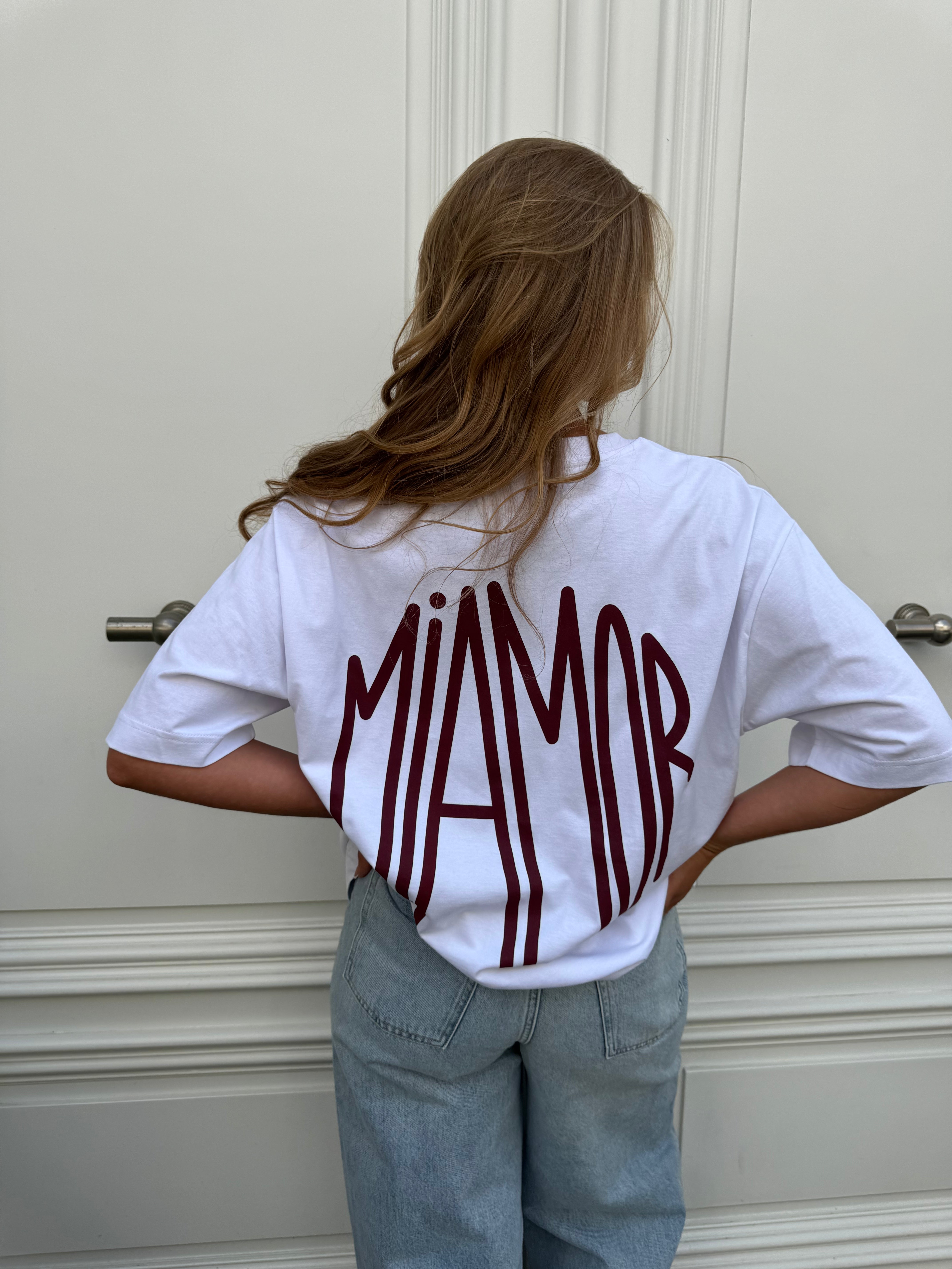 Miamor supreme unisex tee - white, burgundy