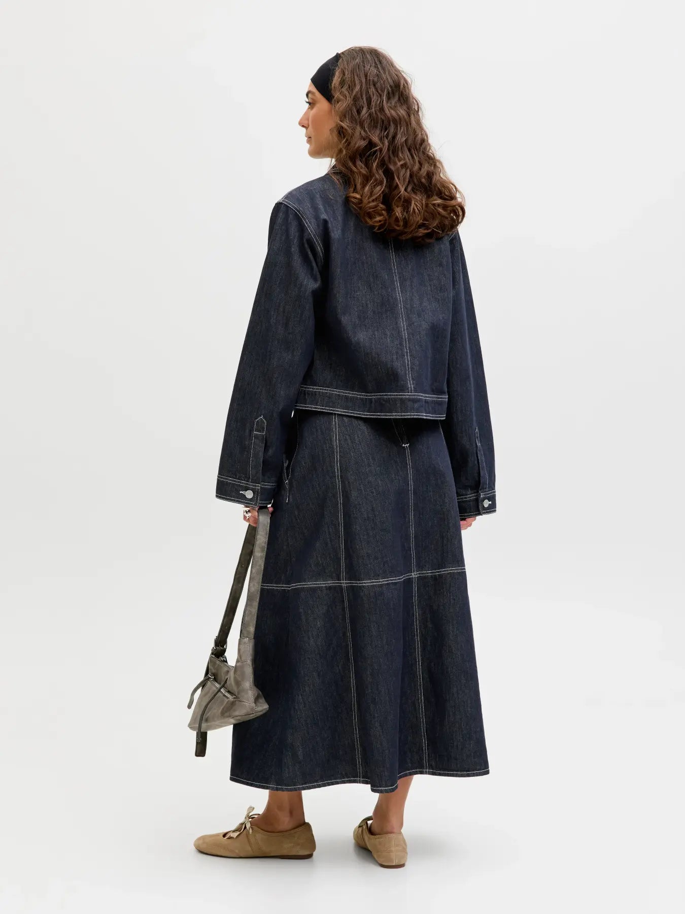 JXAMELIA LONG DENIM SKIRT R336 - DARK BLUE DENIM