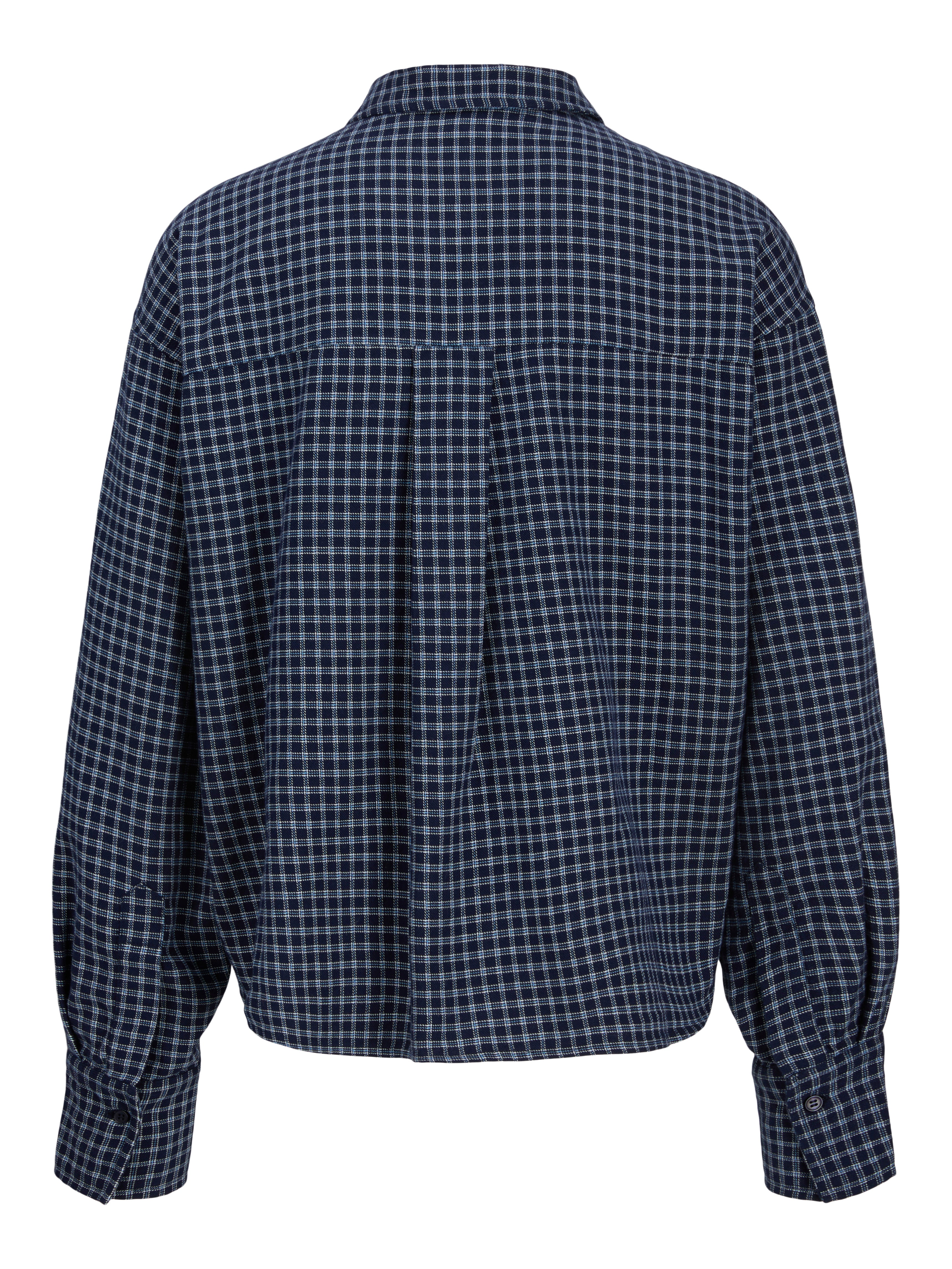 JXJAMIE CHECK FLANNEL LS SHORT SHIRT - NAVY NIGHT SKY