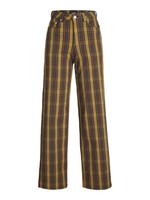 JXZOE SARAH WIDE CHECKED PANTS - BEECH / GREEN KAHKI