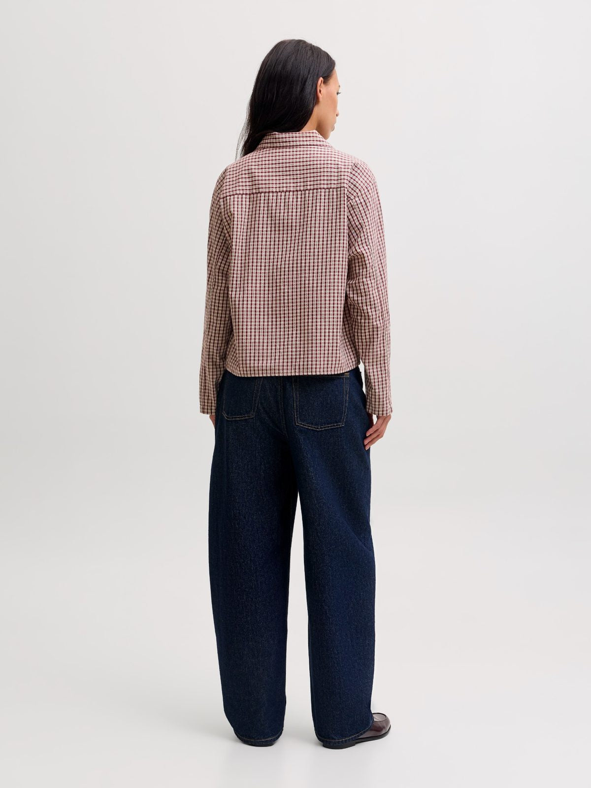 JXASTA LS CLEAN CHECK SHIRT - CHOCOLATE BURGUNDY