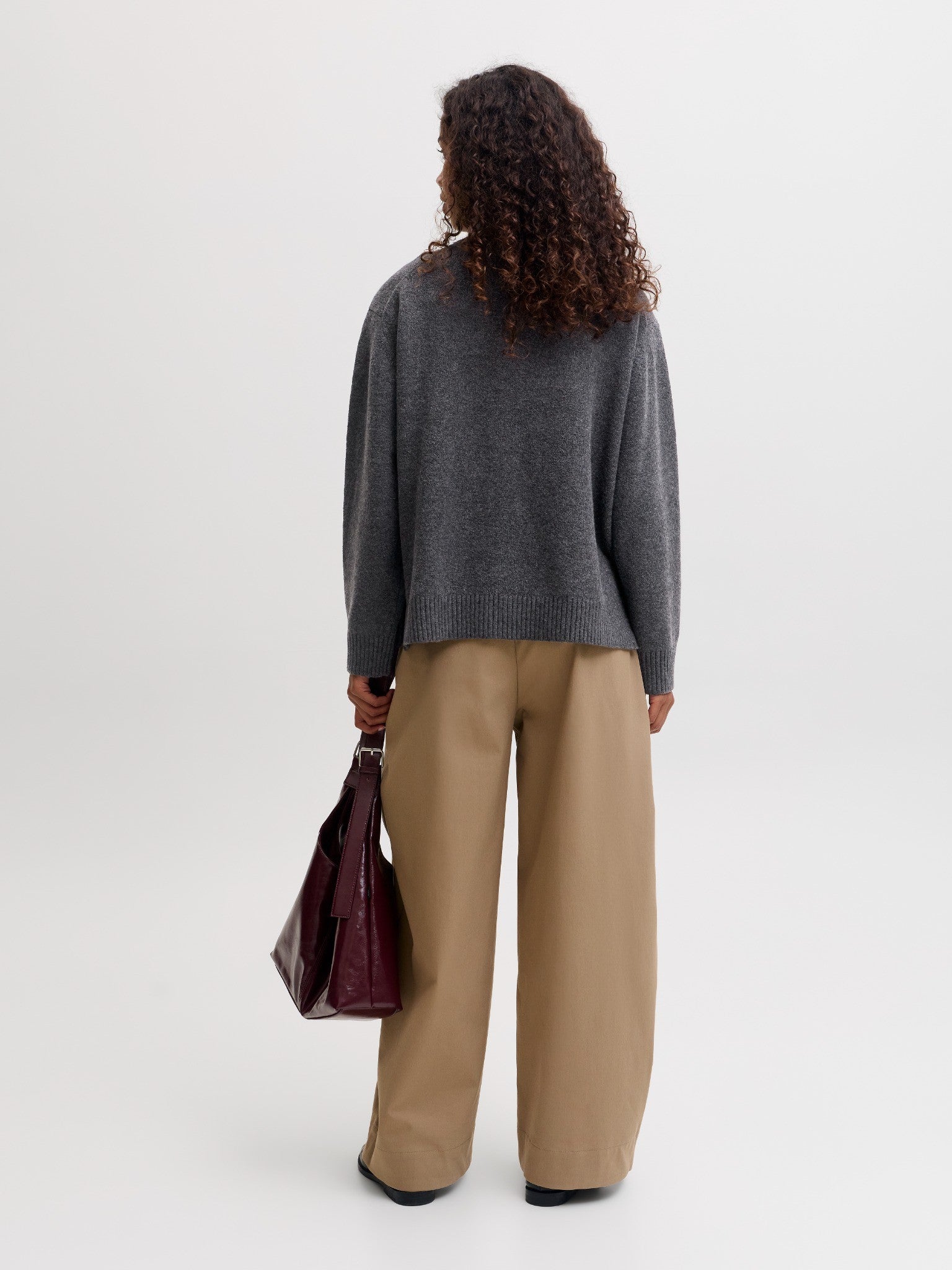 JXCHARLIE HIGH NECK KNIT - DARK GREY MELANGE