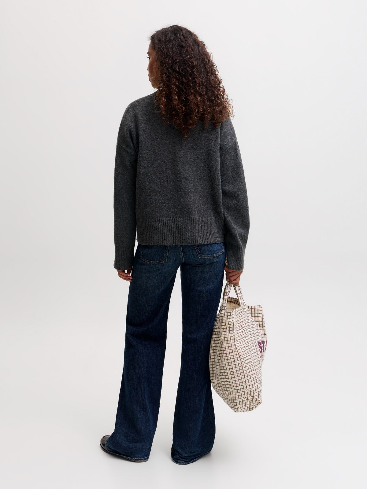 JXELSA V-NECK KNIT - DARK GREY MELANGE
