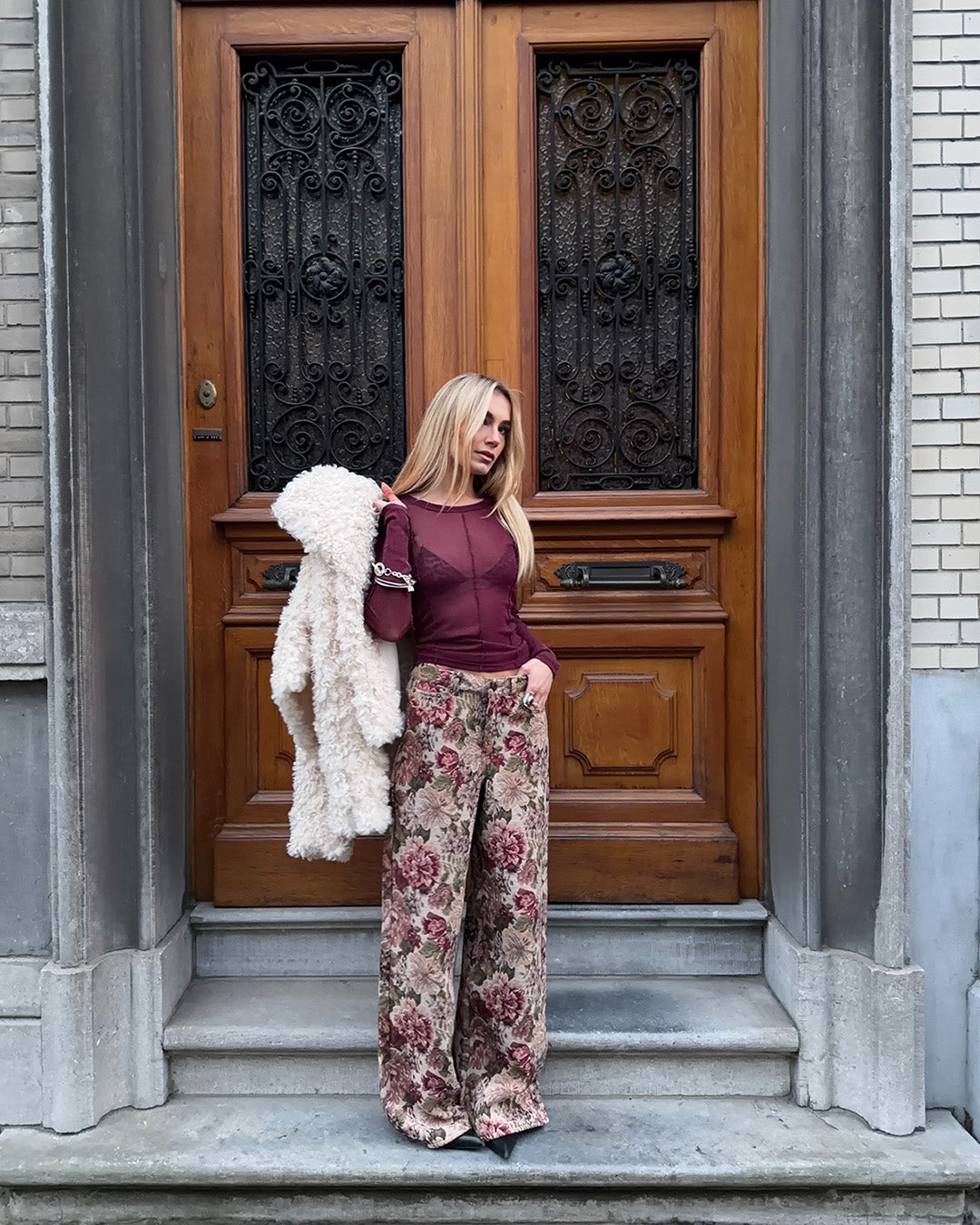 JXMINNA MESH GLITTER LS TOP WVN - WINESTASTING