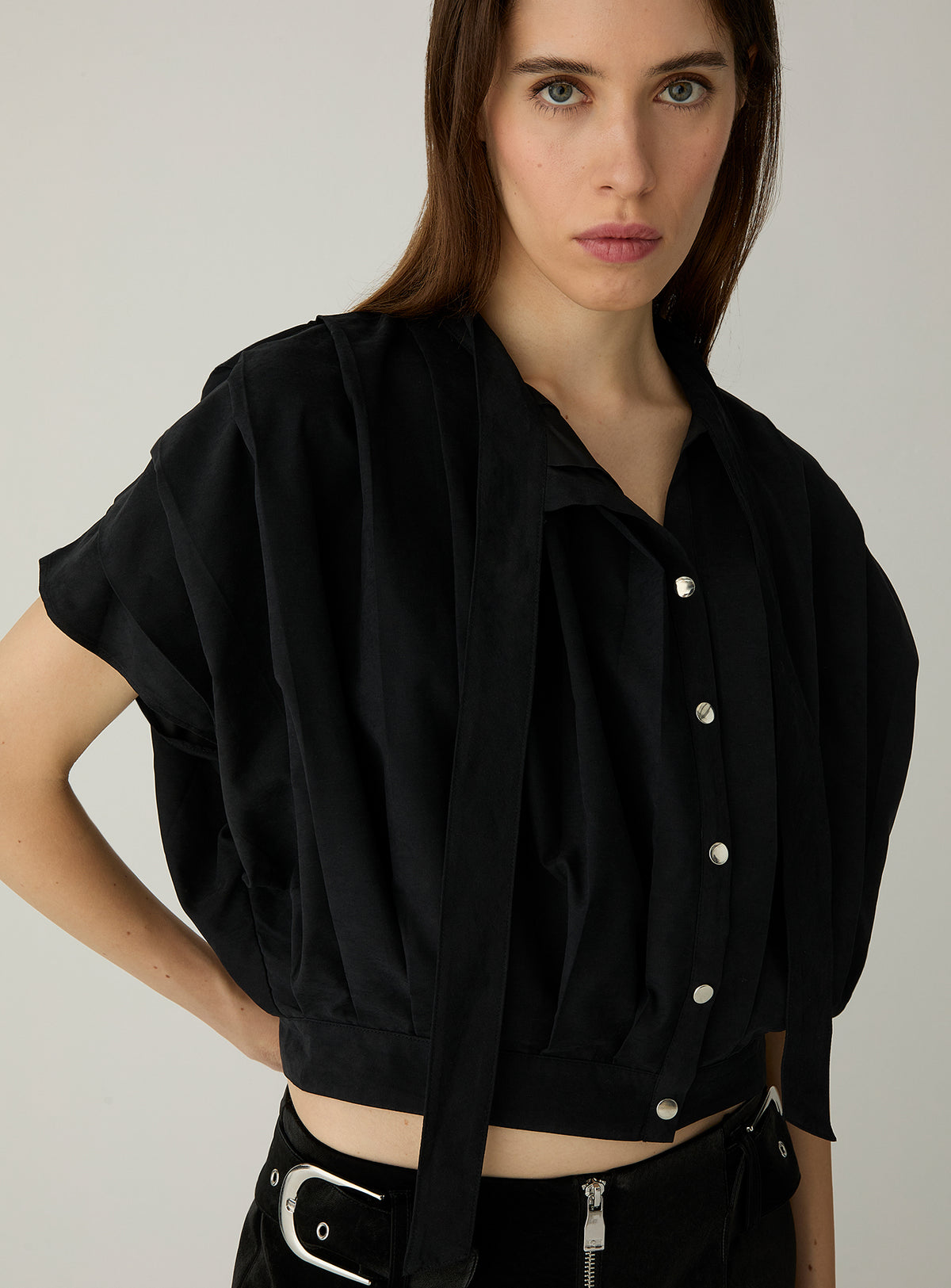 Kora pleated blouse - Black