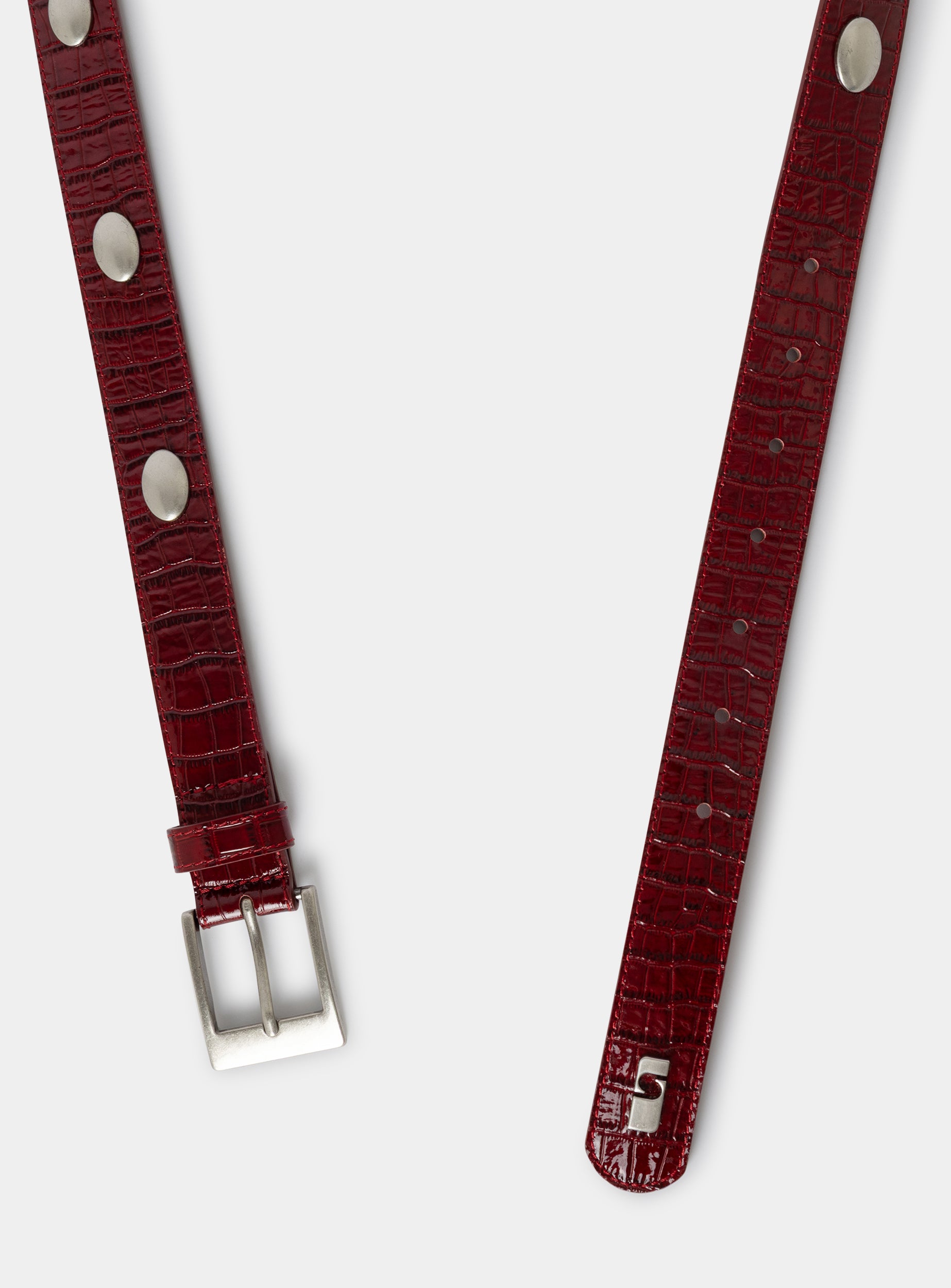 Keira stud leather belt - Red
