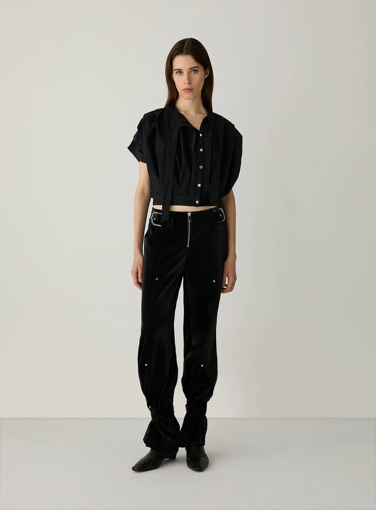 Kaori textured pants - Black