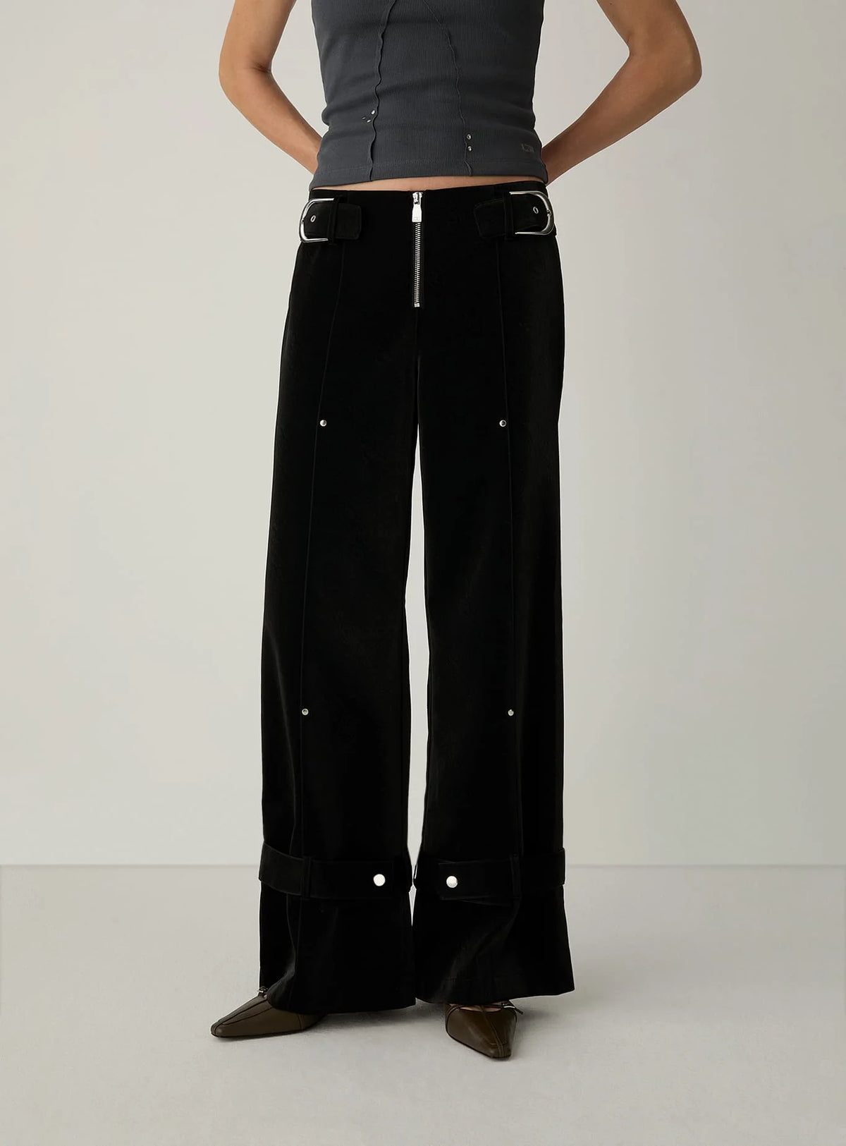 Kaori textured pants - Black