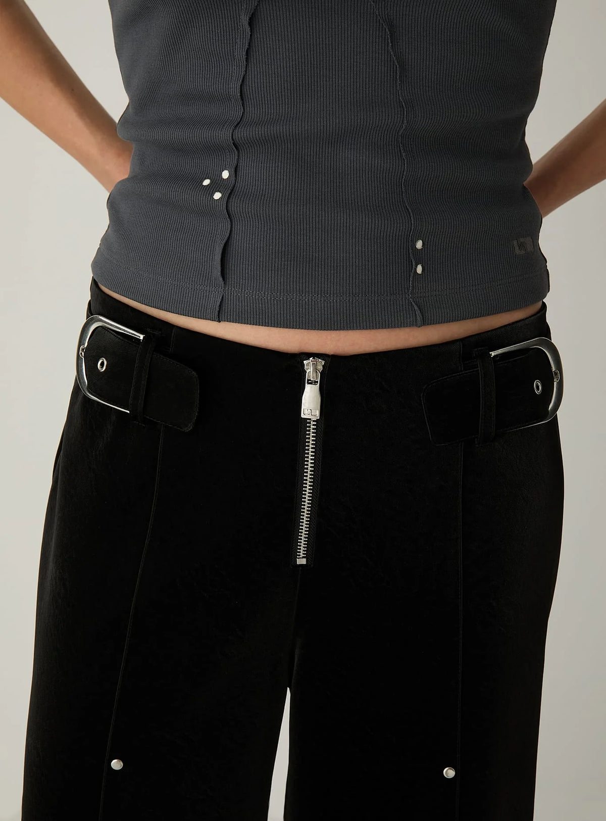 Kaori textured pants - Black