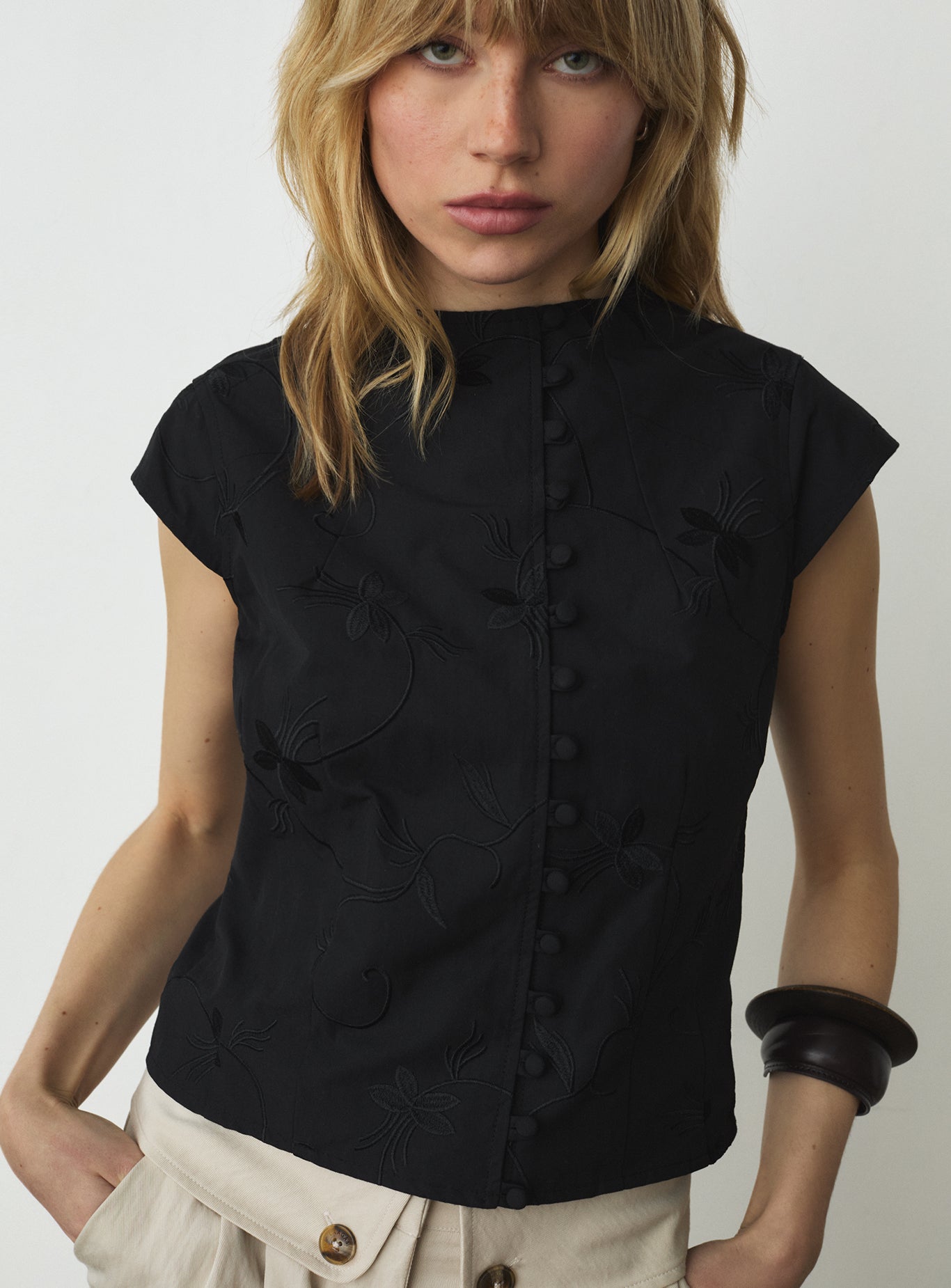 Melani asymmetric blouse - Black