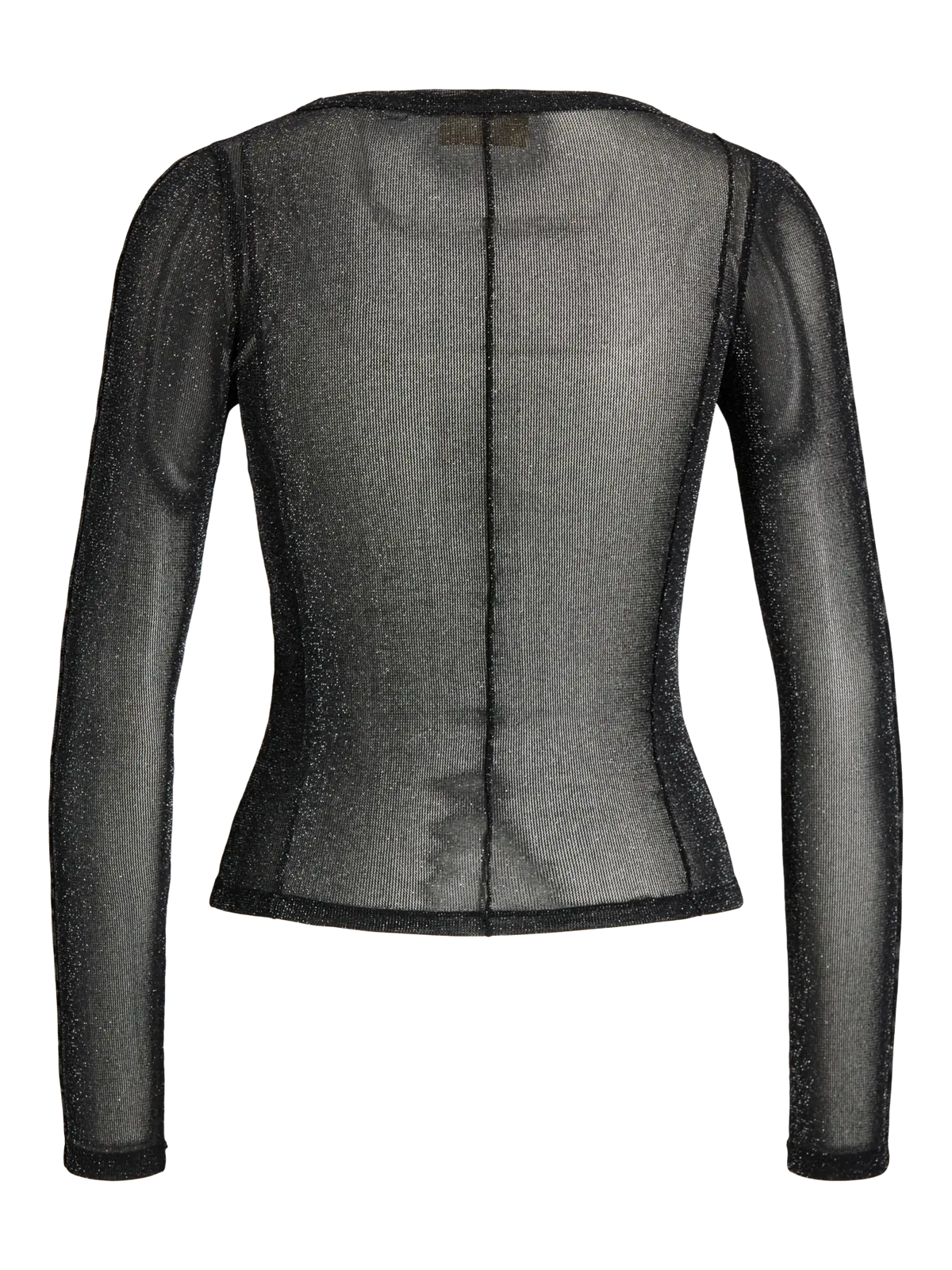 JXMINNA MESH GLITTER LS TOP WVN - BLACK