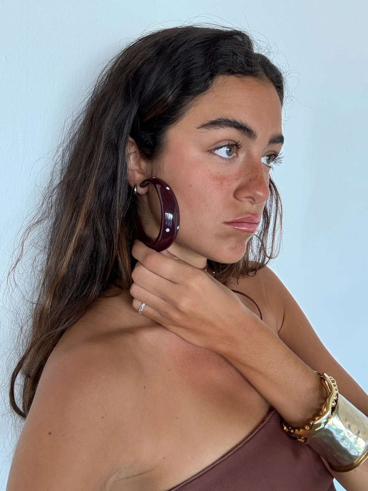 Mari Carmen garnet hoops