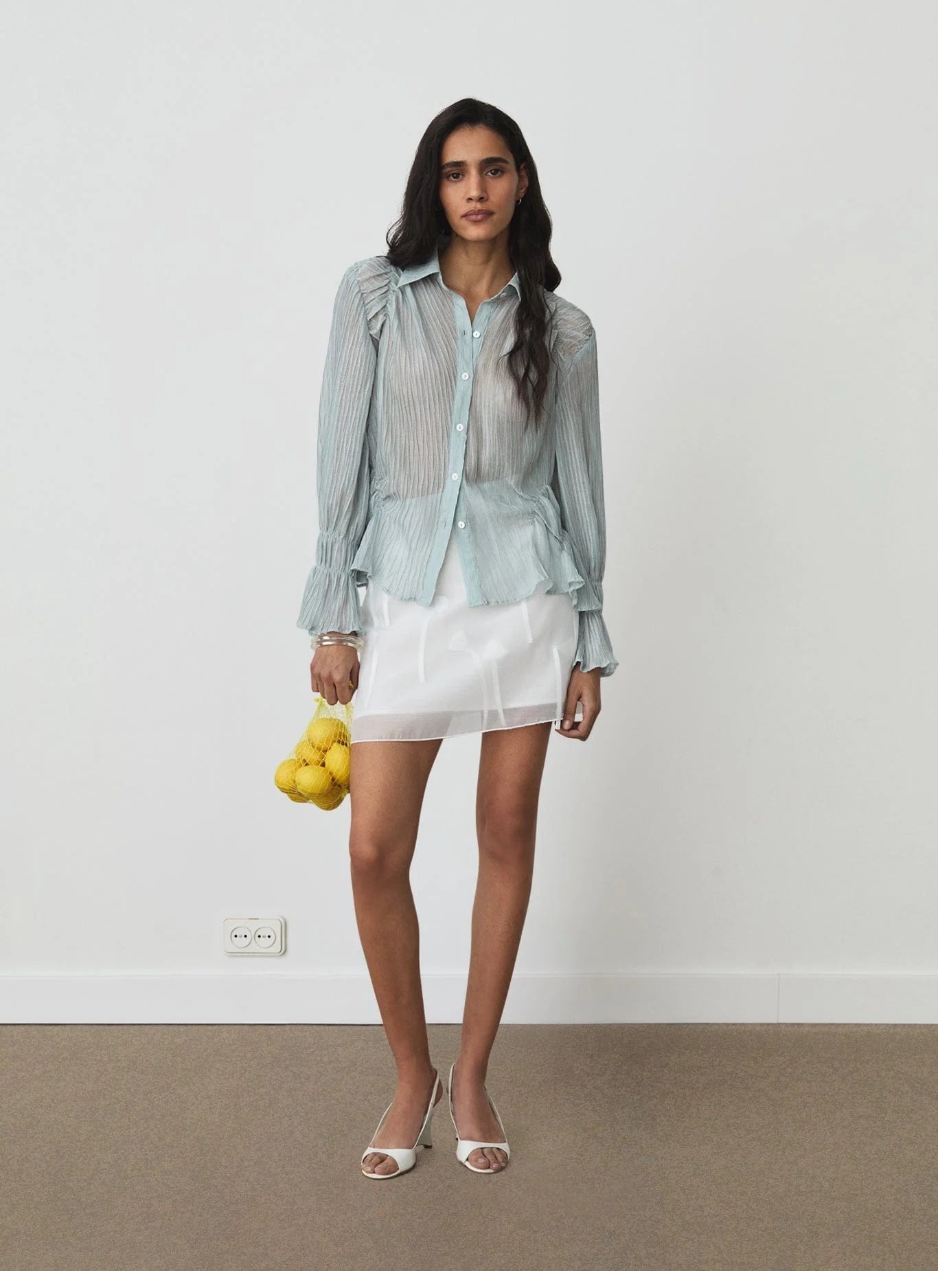 Naelia rushed shirt - Light blue