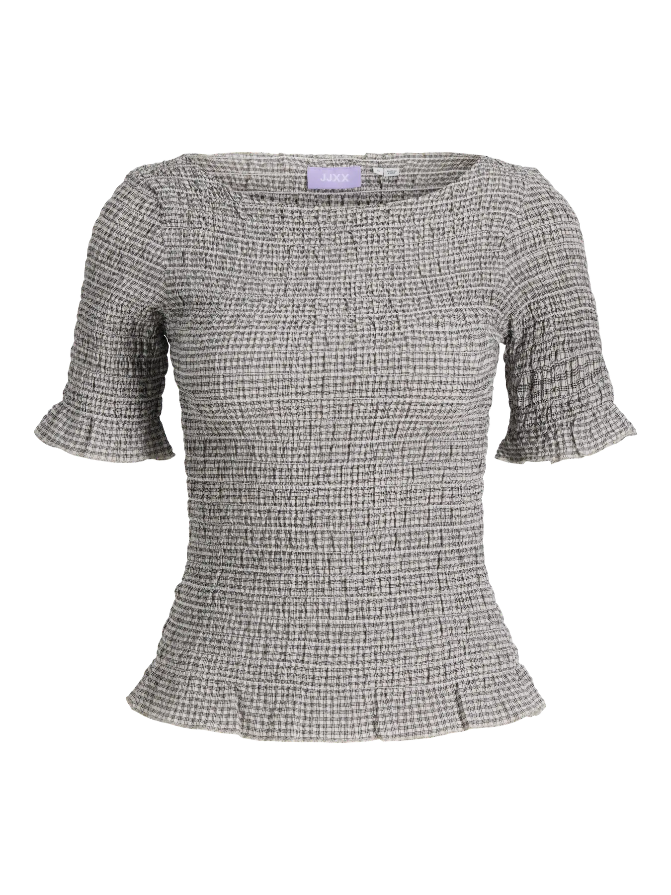 JXCELINA SMOCK TOP - BRIGHT WHITE/ BLACK