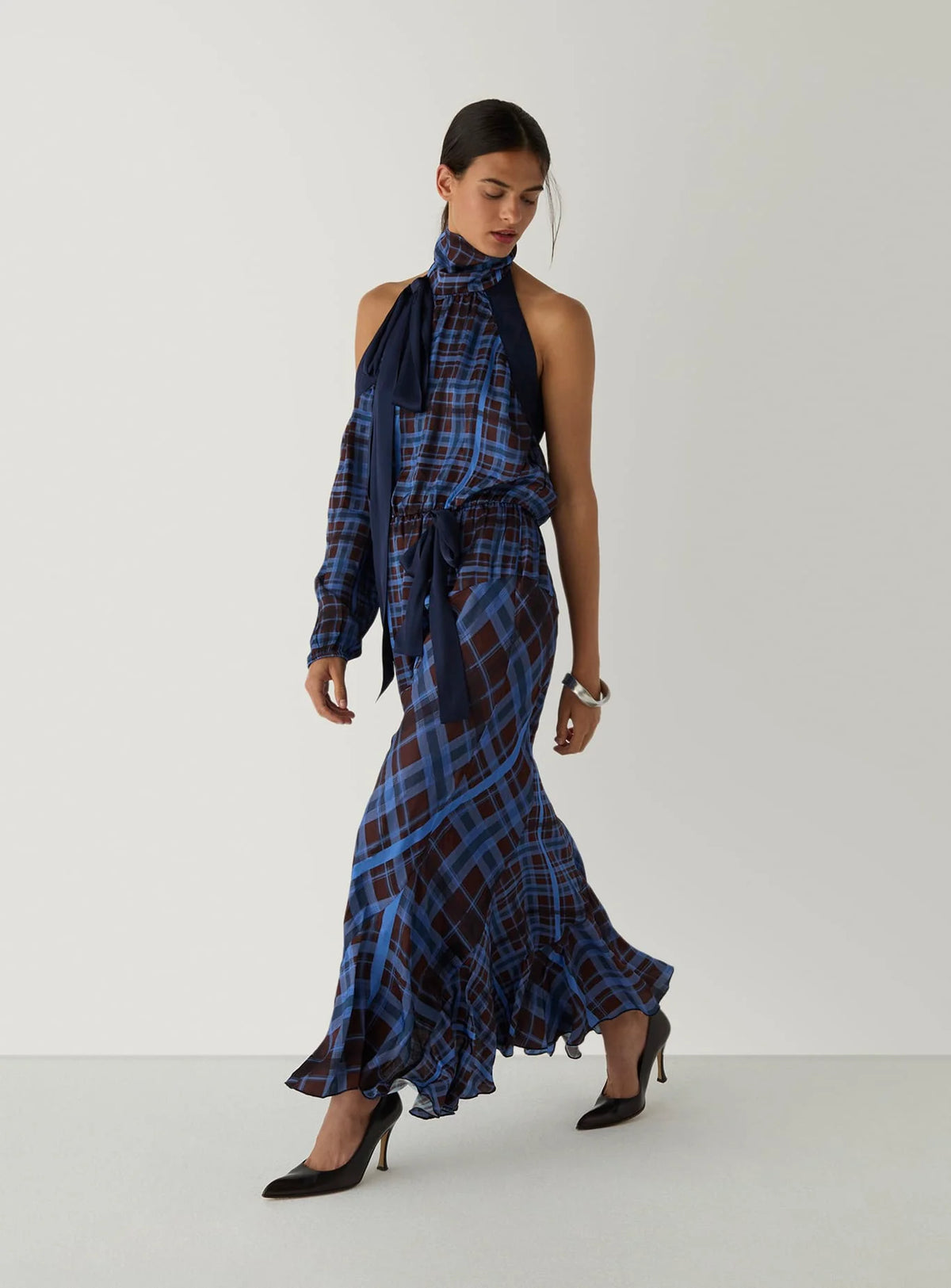 PEARL BROWN SQUARED LONG  DRESS