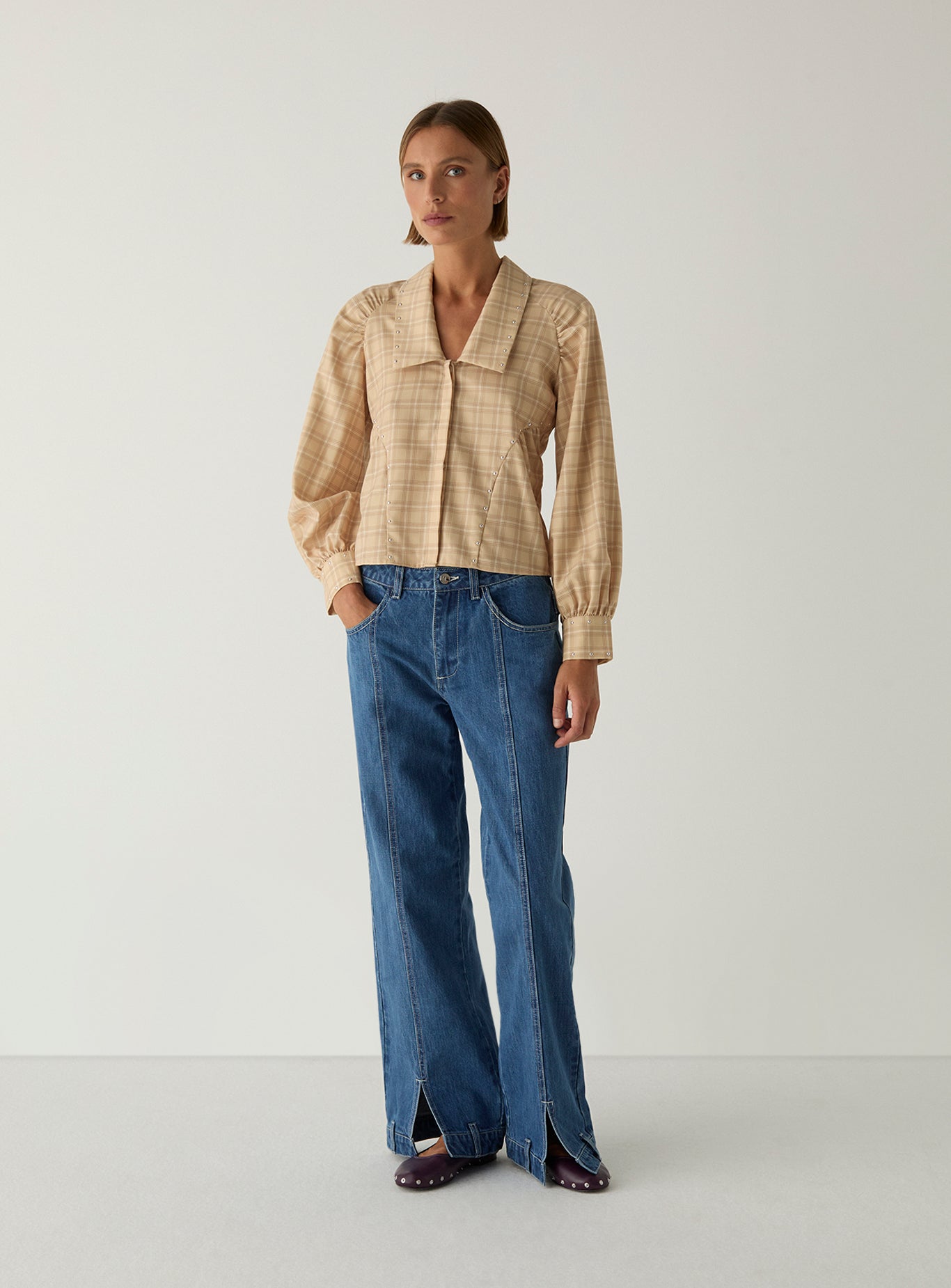 Rowan blouse - Beige squared