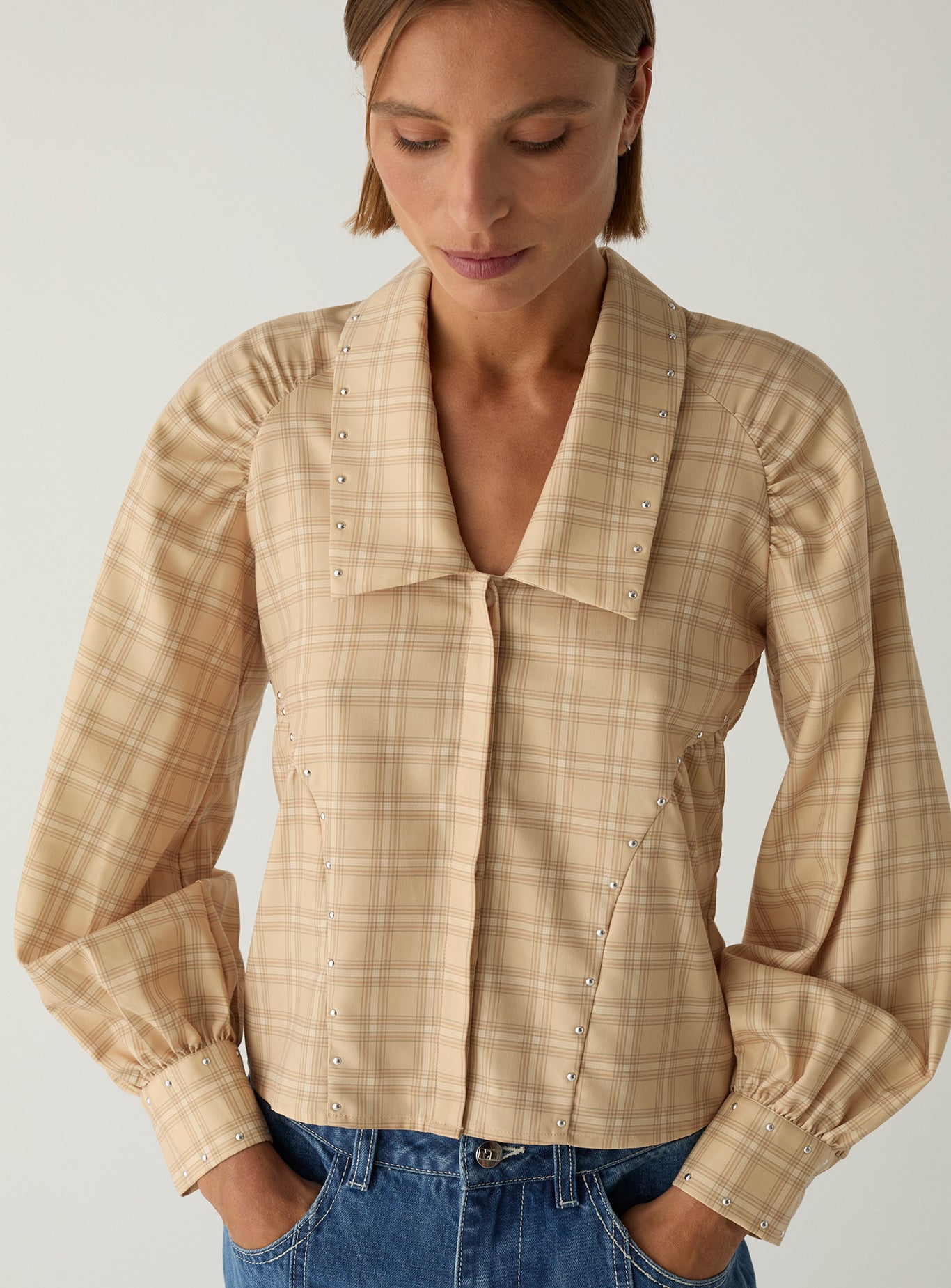 Rowan blouse - Beige squared