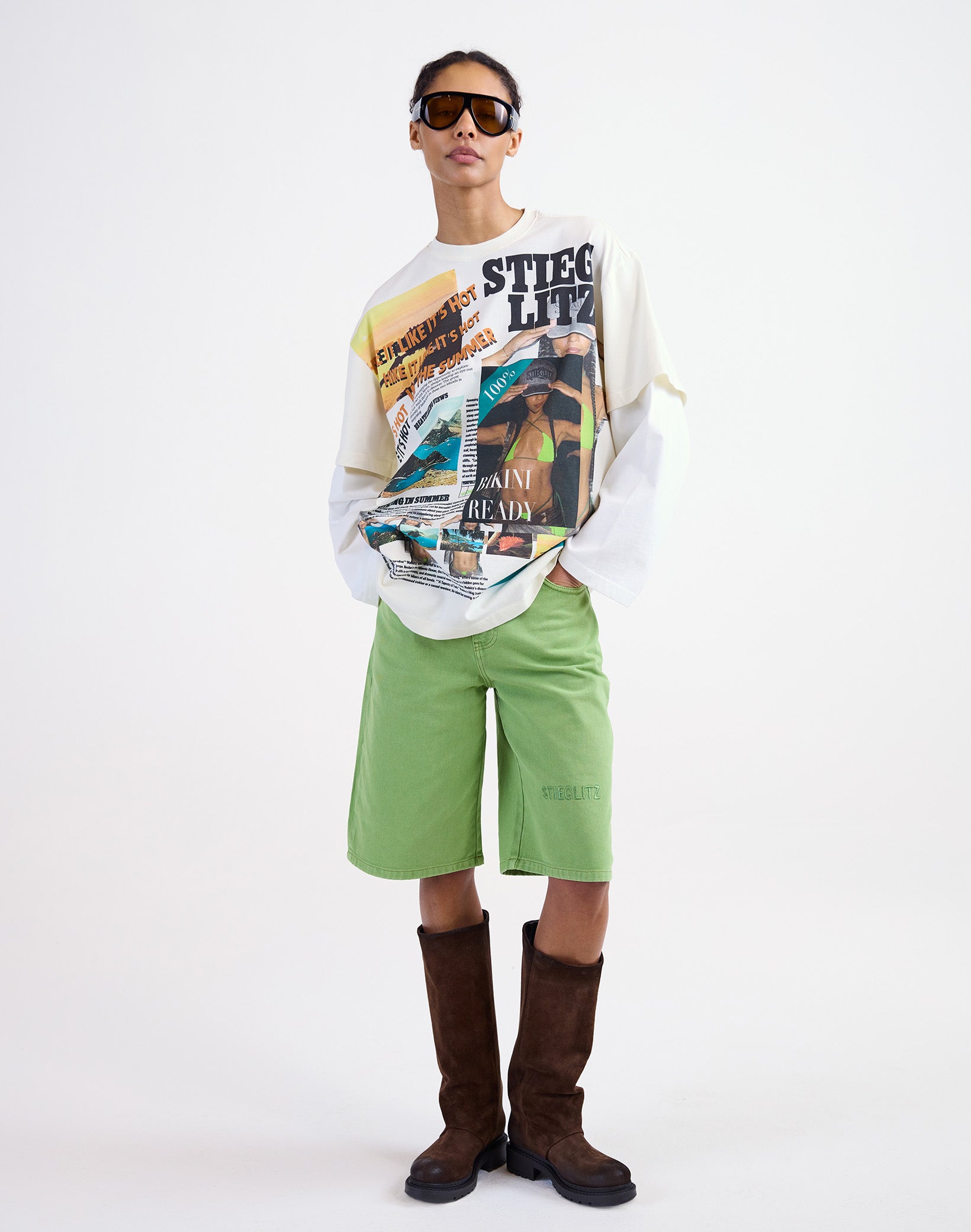 Alexio denim shorts - Green