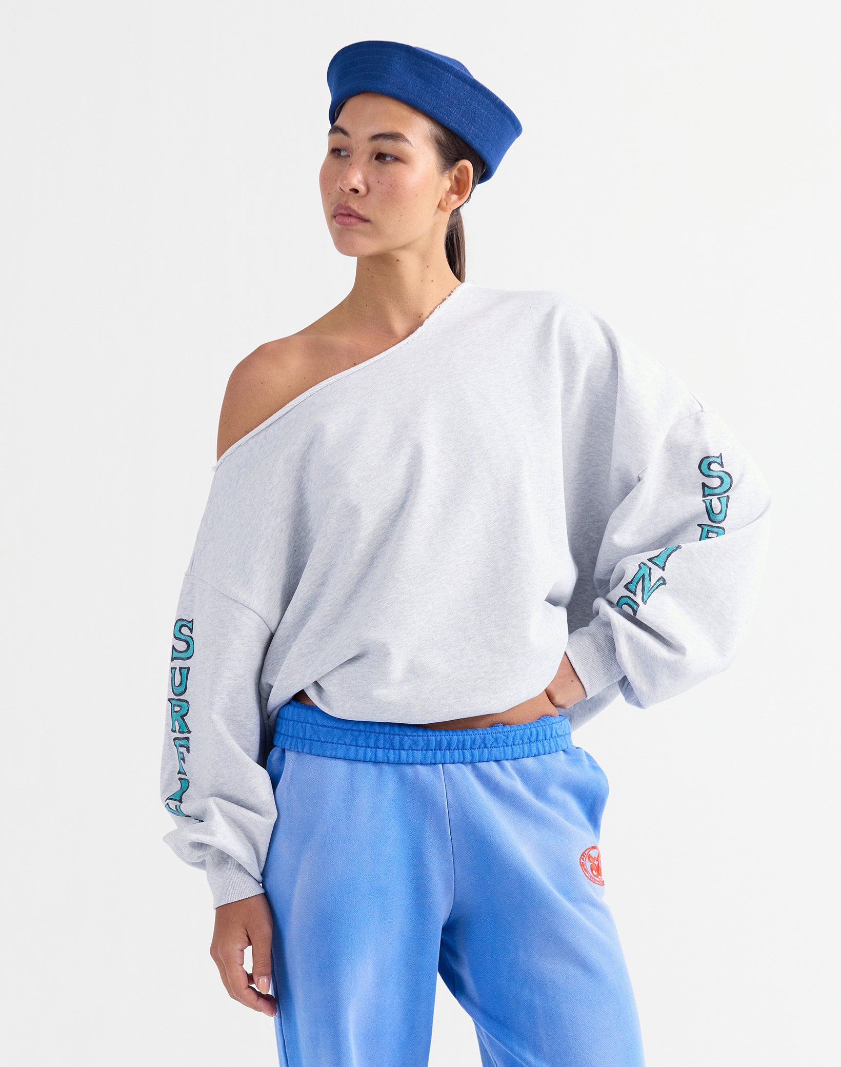 Winny off-shoulder oversized sweater - Melange grey